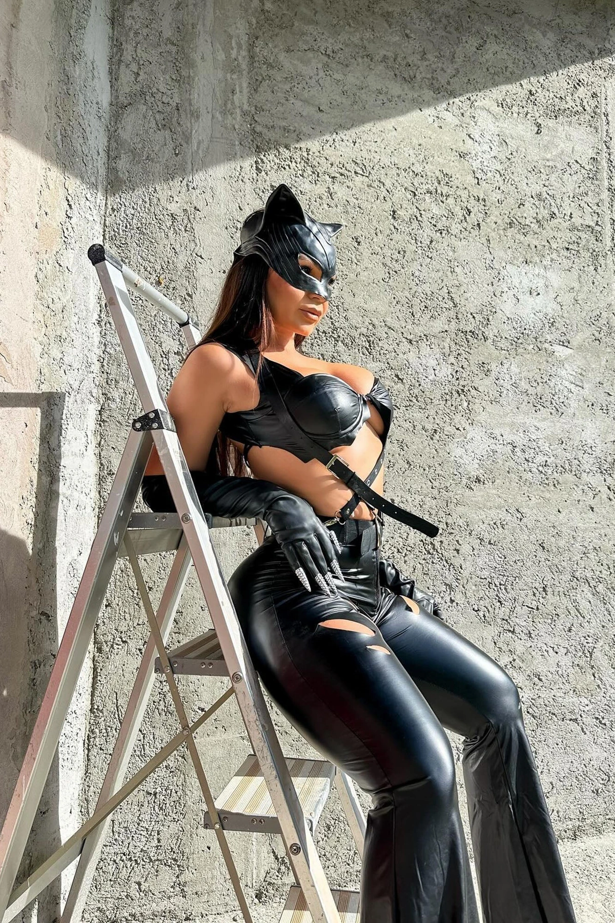 Fighting Feline 6 Piece Costume Set - Black — Preto