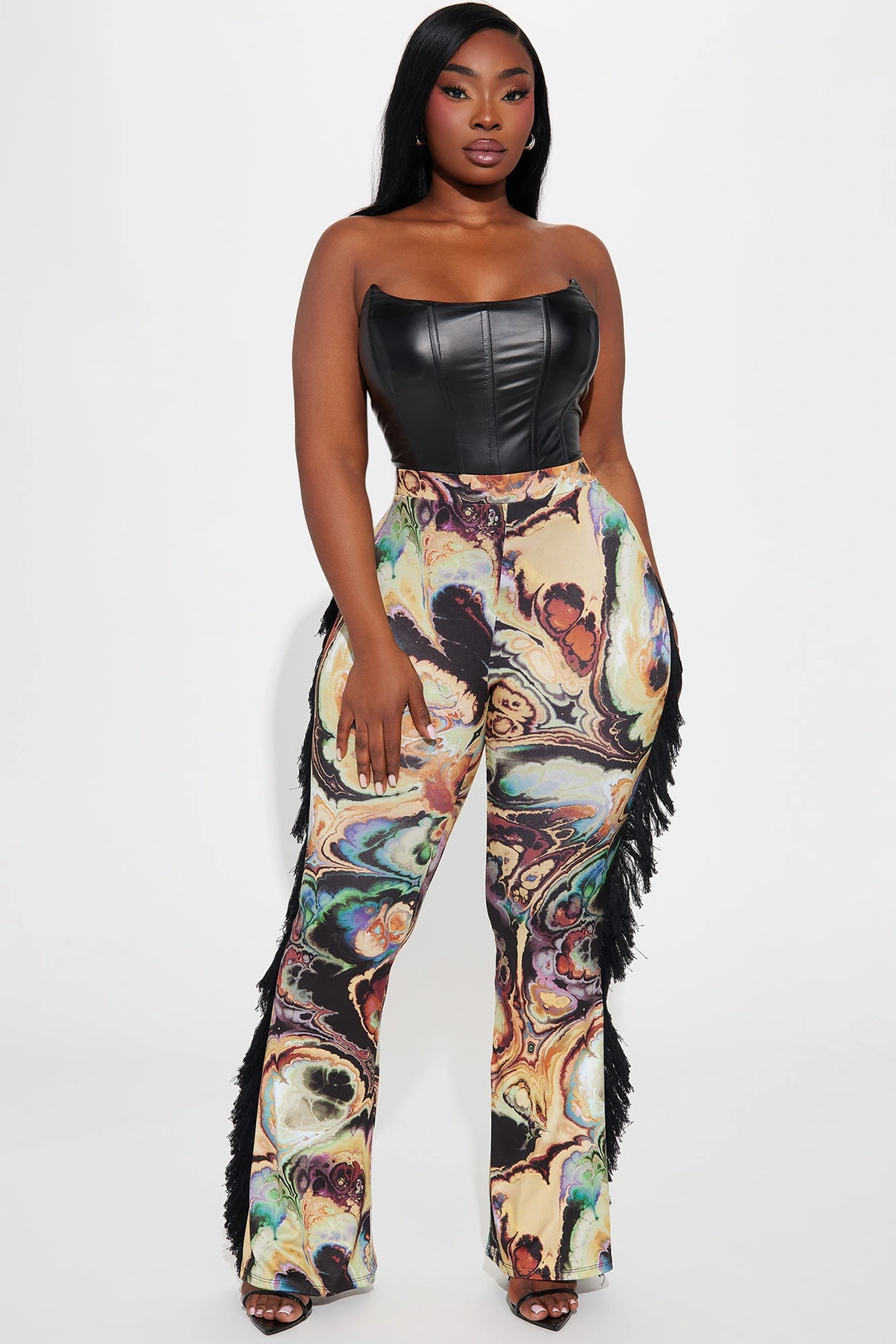 All At Once Fringe Flare Pant - Yellow/combo — Amarelo/combinação