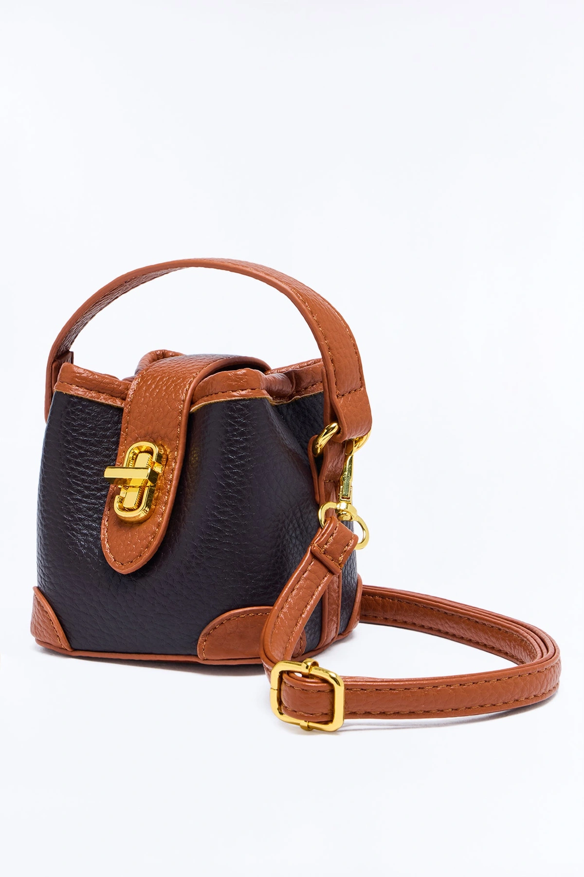 Don't Need Much Faux Leather Mini Satchel Handbag - Brown/combo — Castanho/combinação