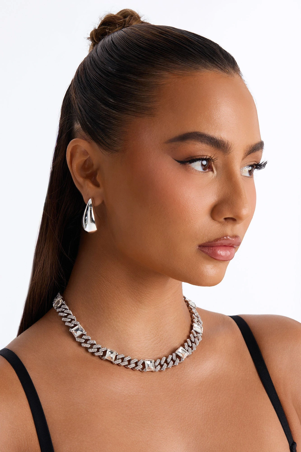 Iced Out Mami Necklace - Silver — Prateado