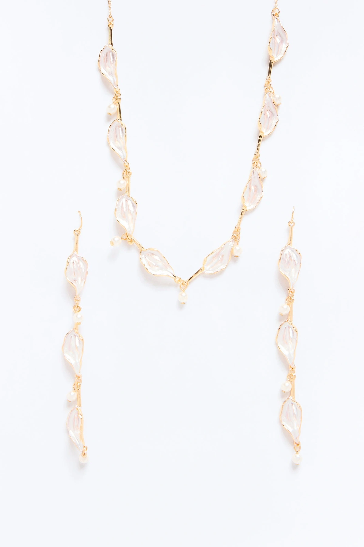 Penelope Pearls Necklace And Earrings Set - Gold/combo — Dourado/combinação