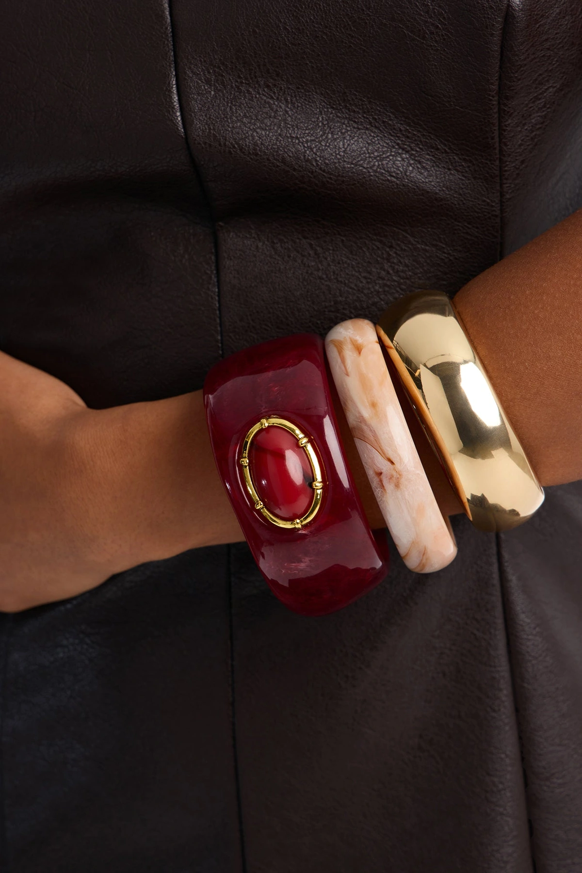 Prism 3 Piece Bracelet Set - Burgundy/combo — Bordô/combinação