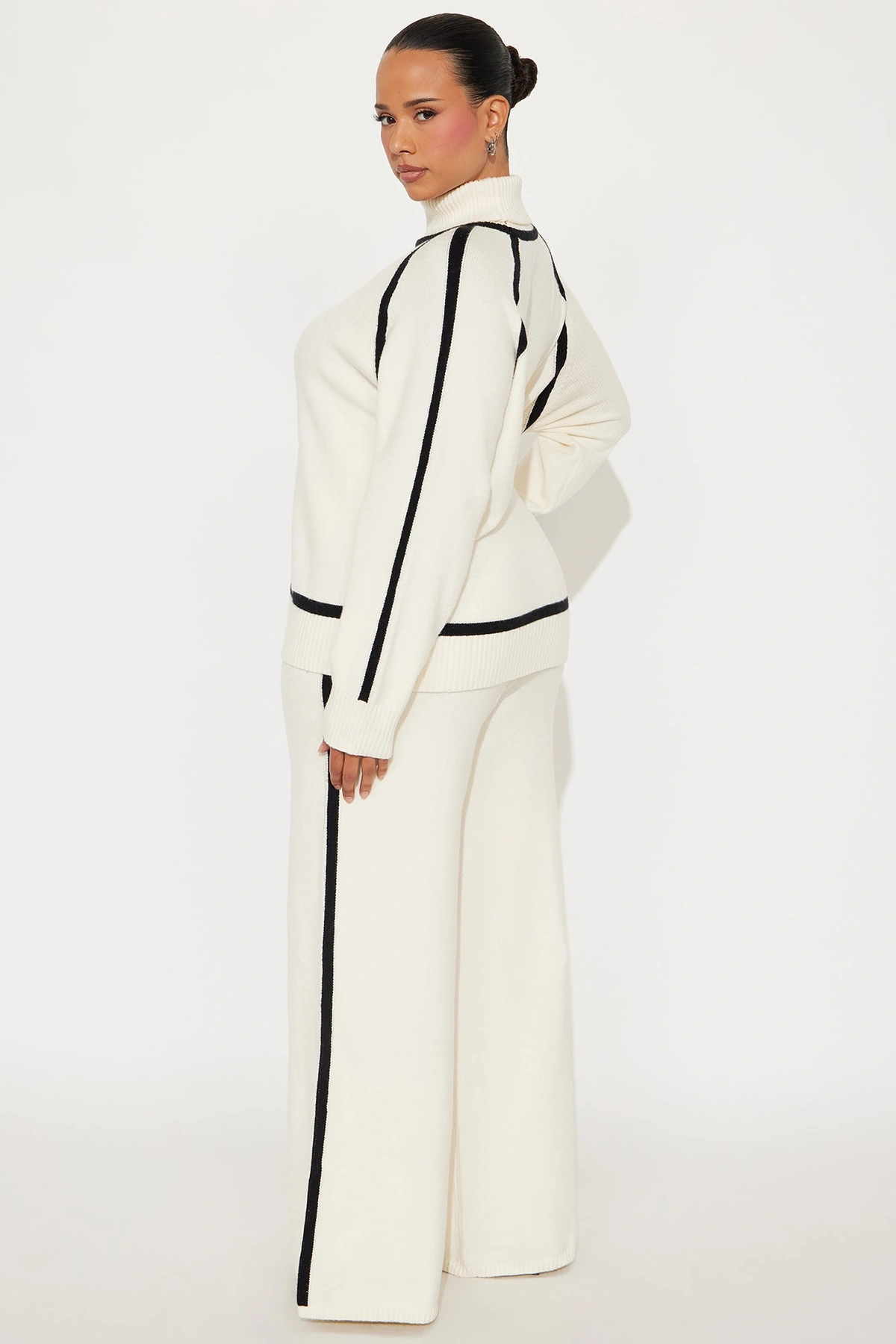 What's The Tea Sweater Wide Leg Pant Set - Cream/combo — Creme/combinação