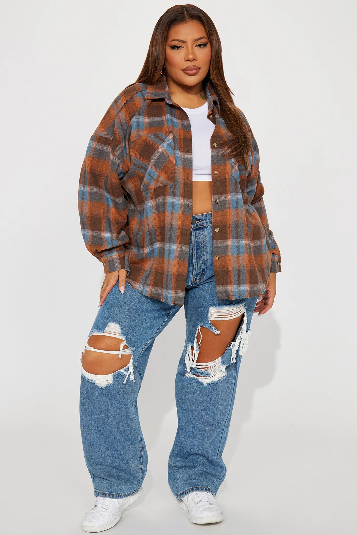 Leilani Plaid Shirt - Brown Combo — Castanho combinação