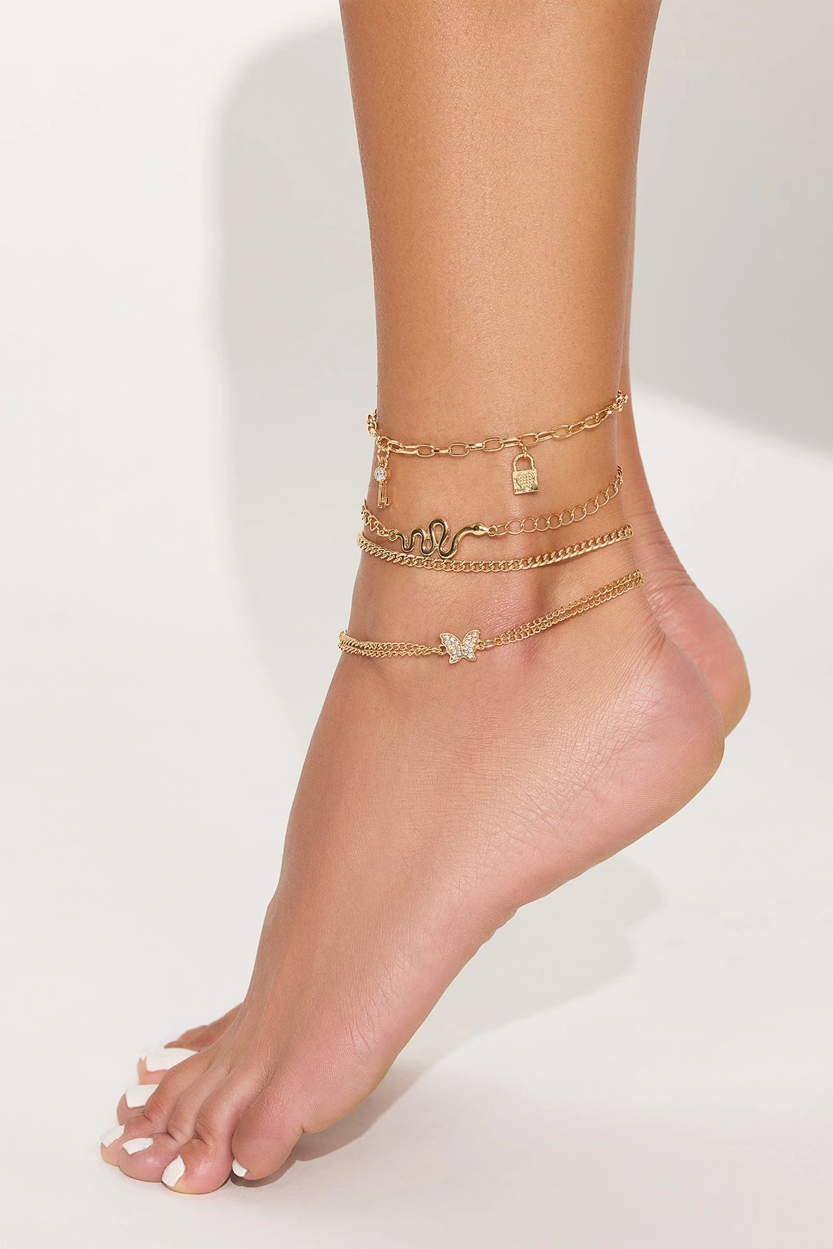 Favorite Trinkets 4 Piece Anklet Set - Gold — Dourado