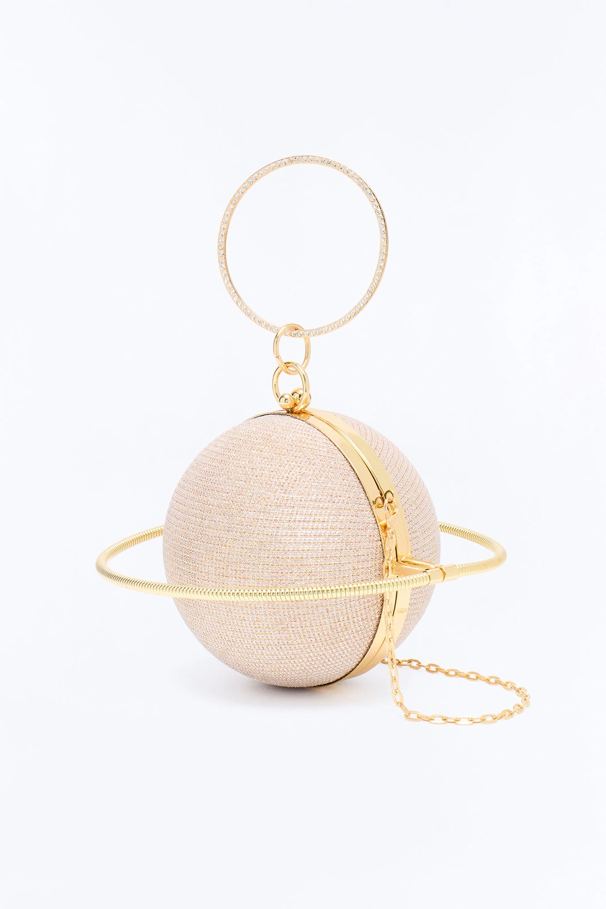 Saturn Light Metal Satchel Handbag - Gold — Dourado