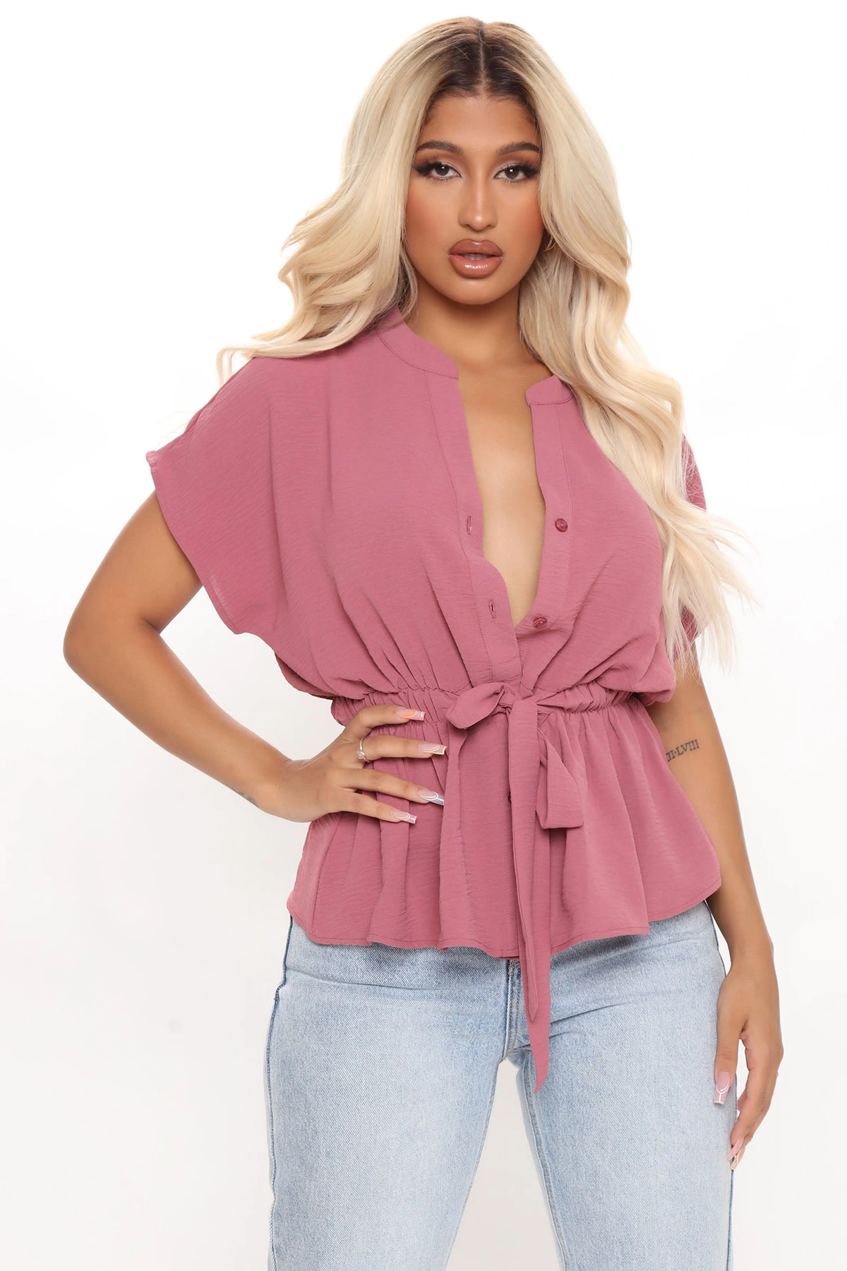 Waist No Time Blouse - Rose — Rose