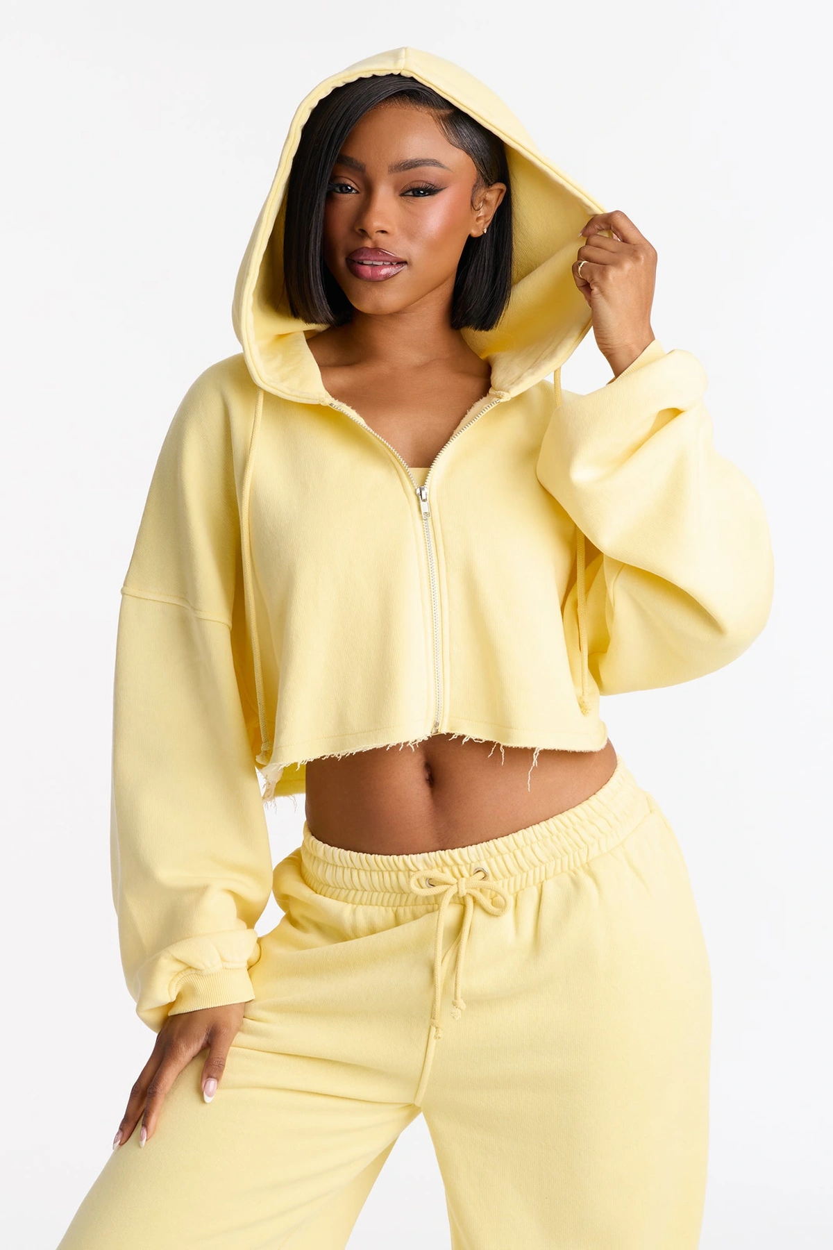 On The Go Fleece Pant Set - Yellow — Amarelo