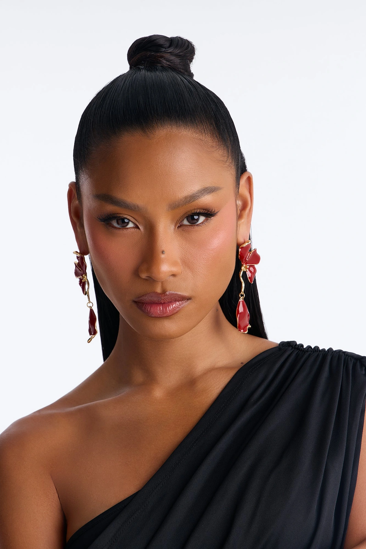 Falling Petal Love Earrings - Burgundy/combo — Bordô/combinação