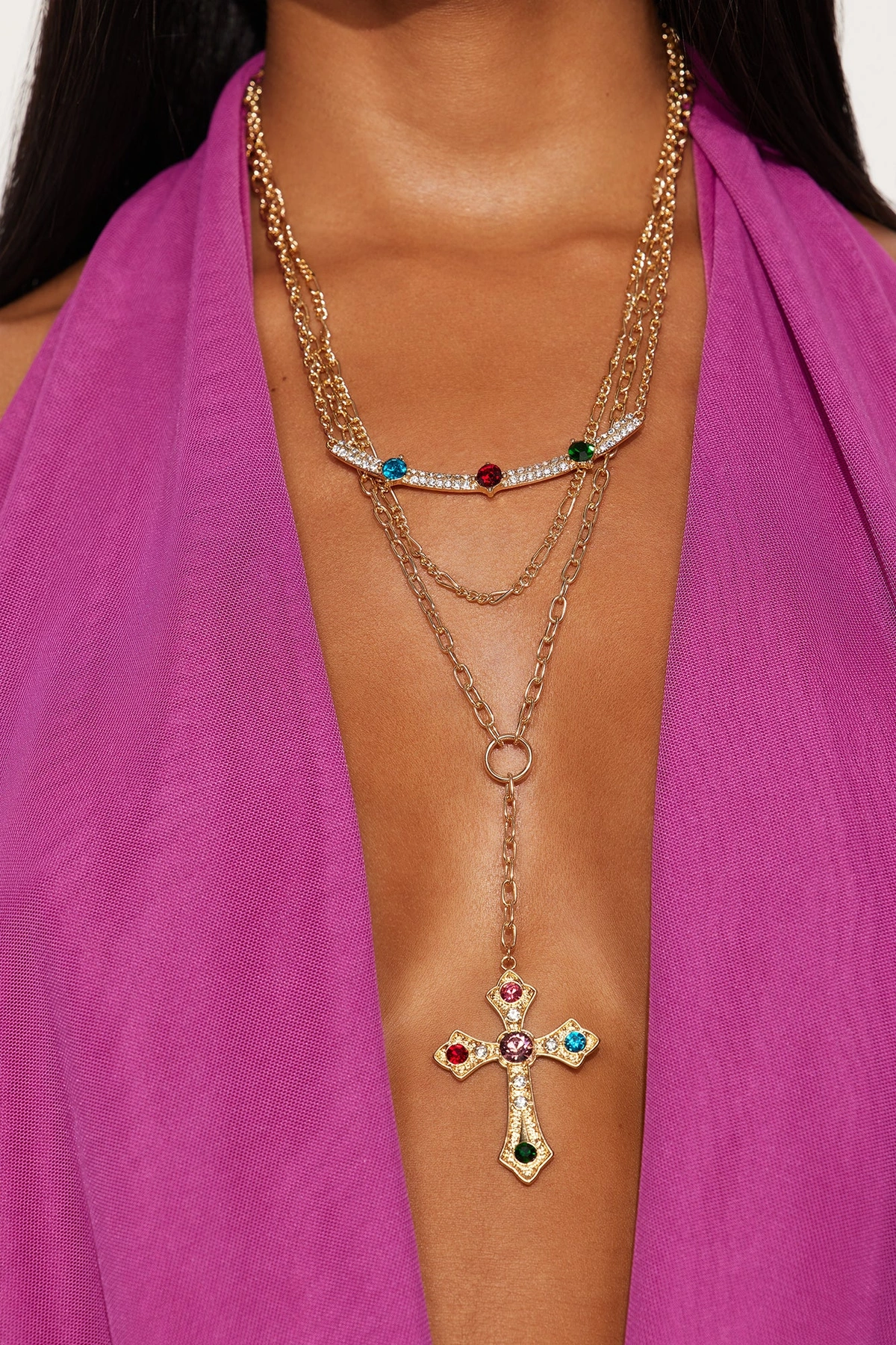 Celestial Elegance Layered Necklace - Gold — Dourado