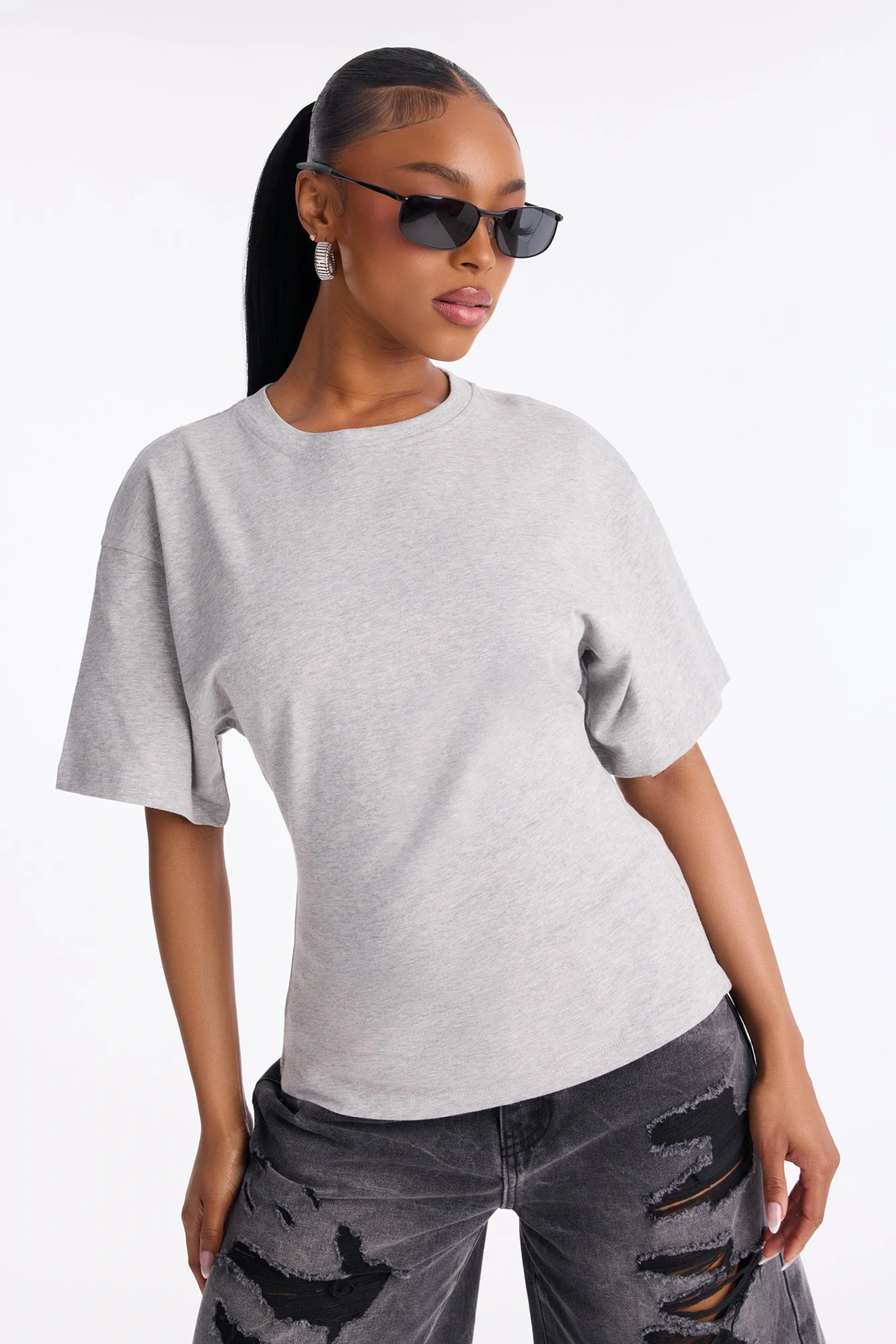 Jayden Fitted T-Shirt - Heather Grey — Cinzento mesclado