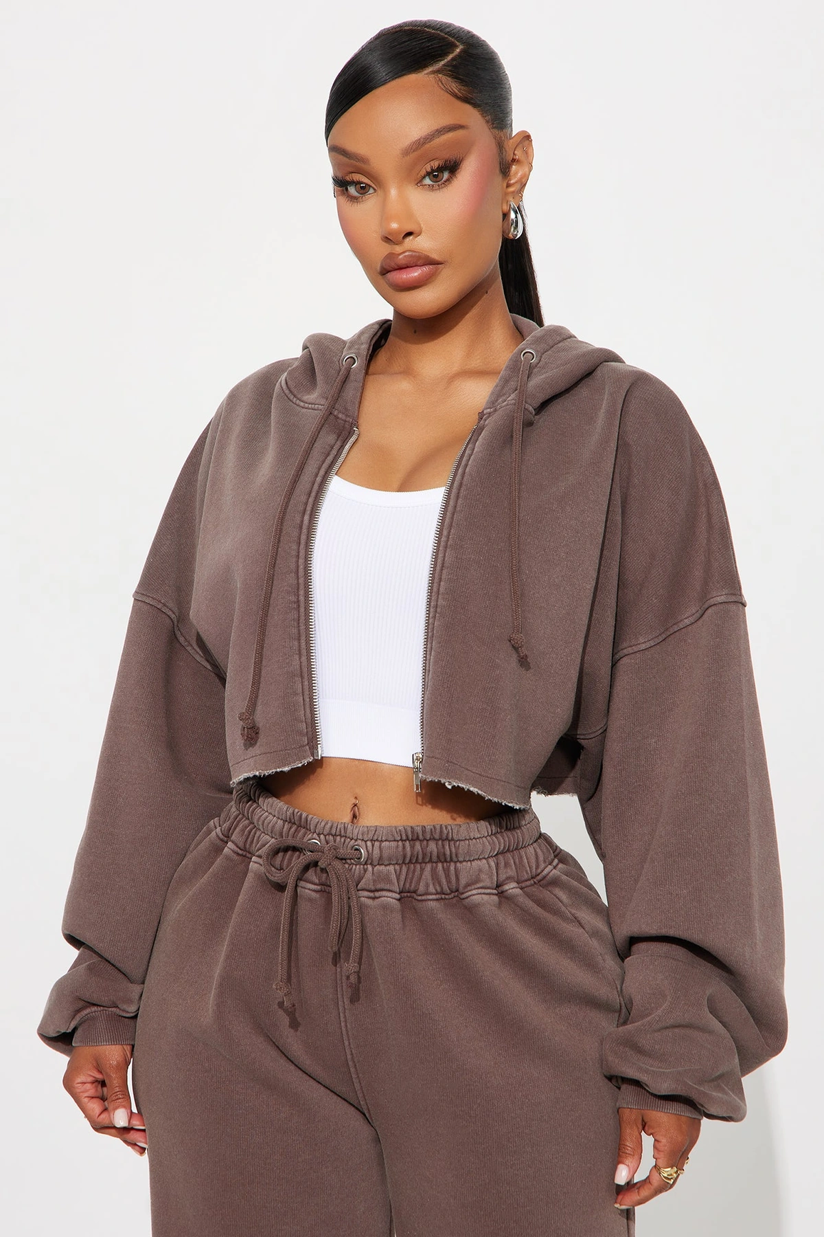 On The Go Fleece Pant Set - Chocolate — Chocolate