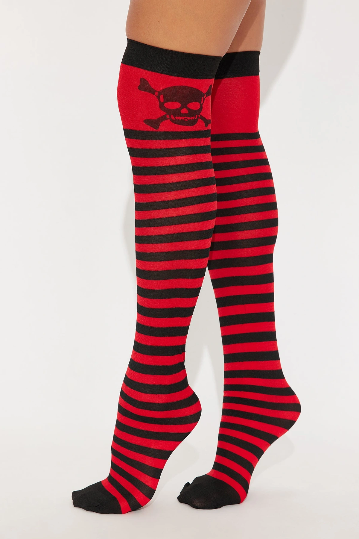 Ahoy Mate Knee High Socks - Red/Black — Vermelho/Preto