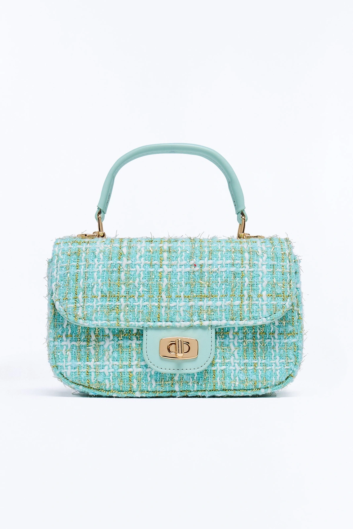Park Avenue Girl Tweed Satchel Handbag - Blue — Azul