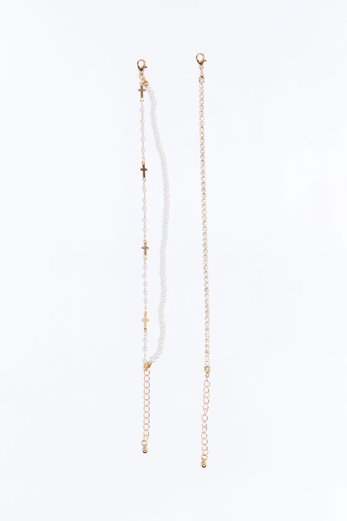 The Socialite Anklet Set - White/Gold — Branco/Dourado