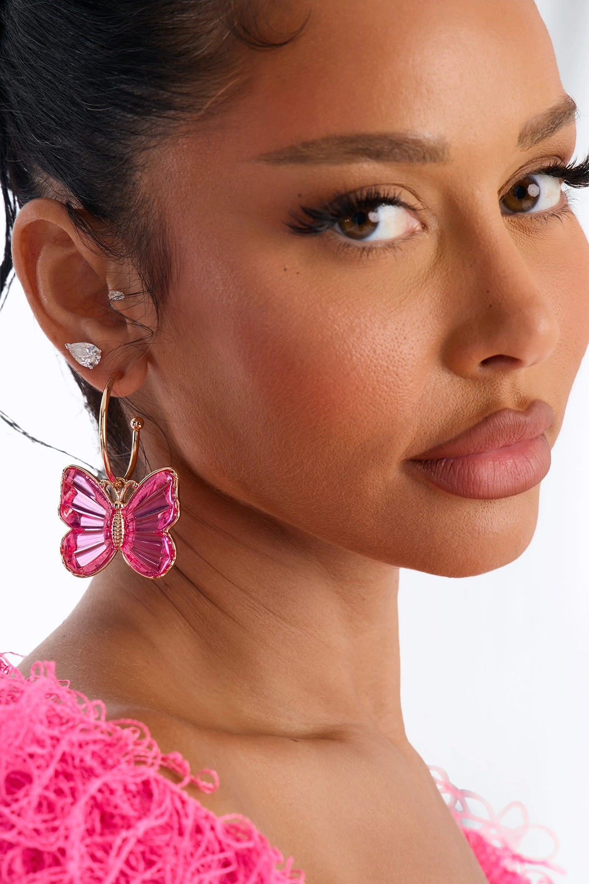 Bright Wings Butterfly Earrings - Pink — Rosa