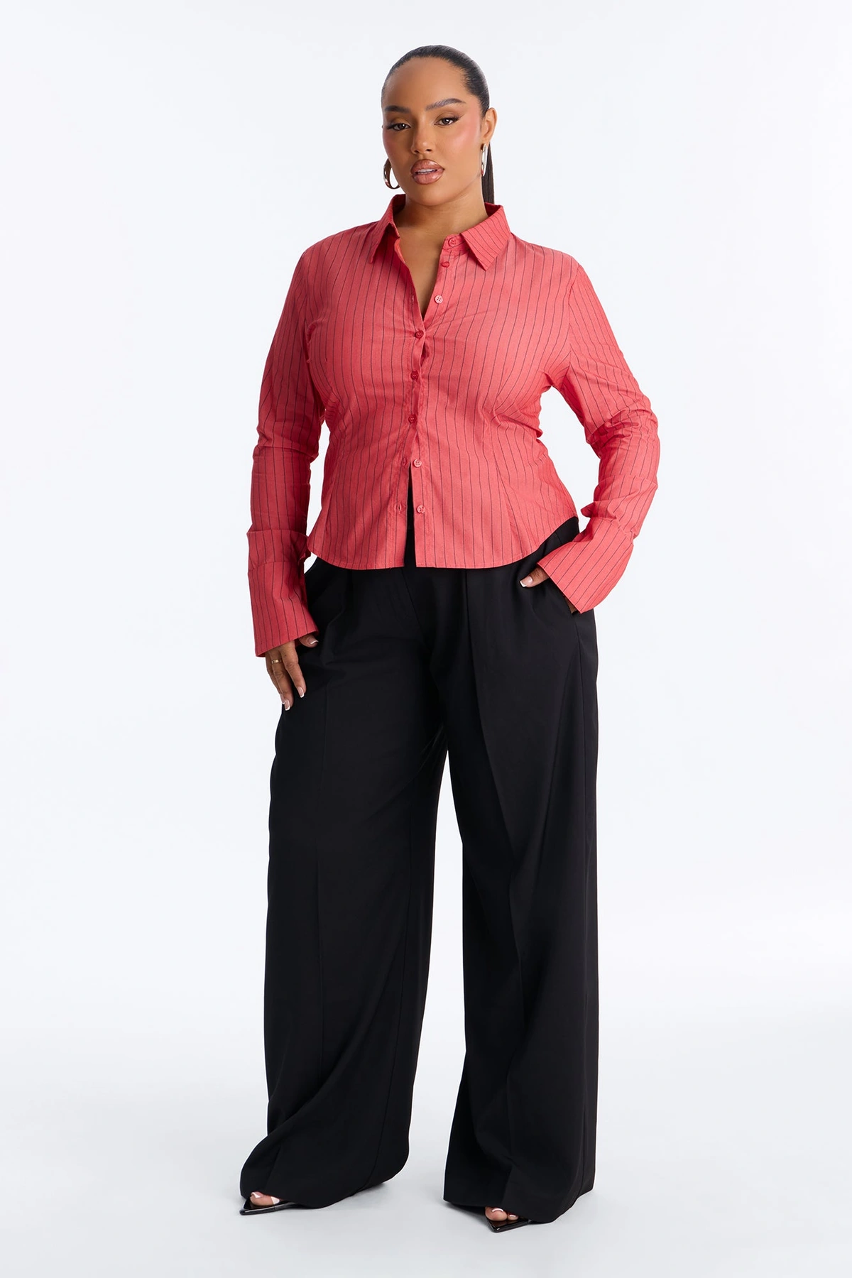 No Time To Chat Striped Poplin Shirt - Red/combo — Vermelho/combinação