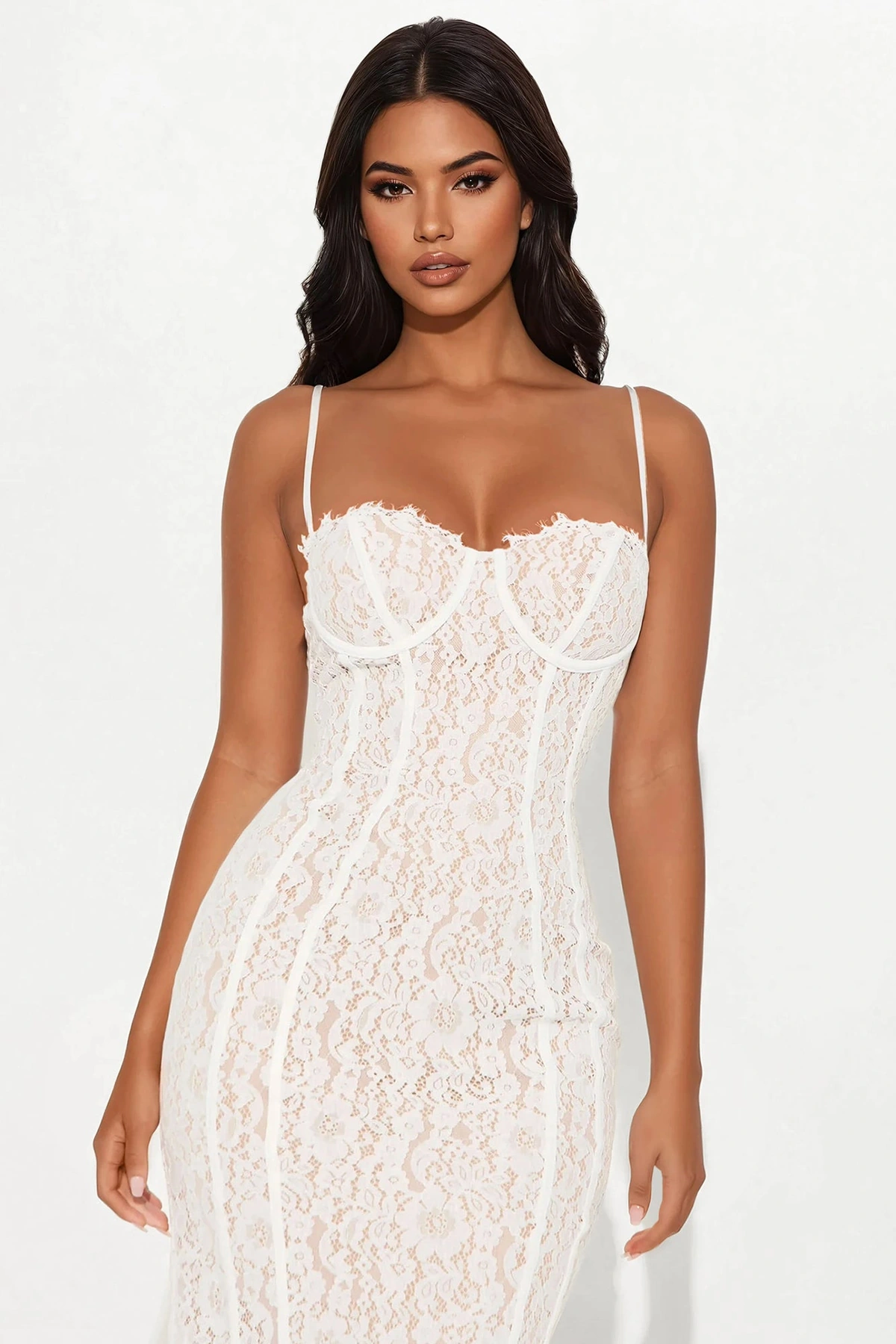 All In Love Lace Maxi Dress - White — Branco