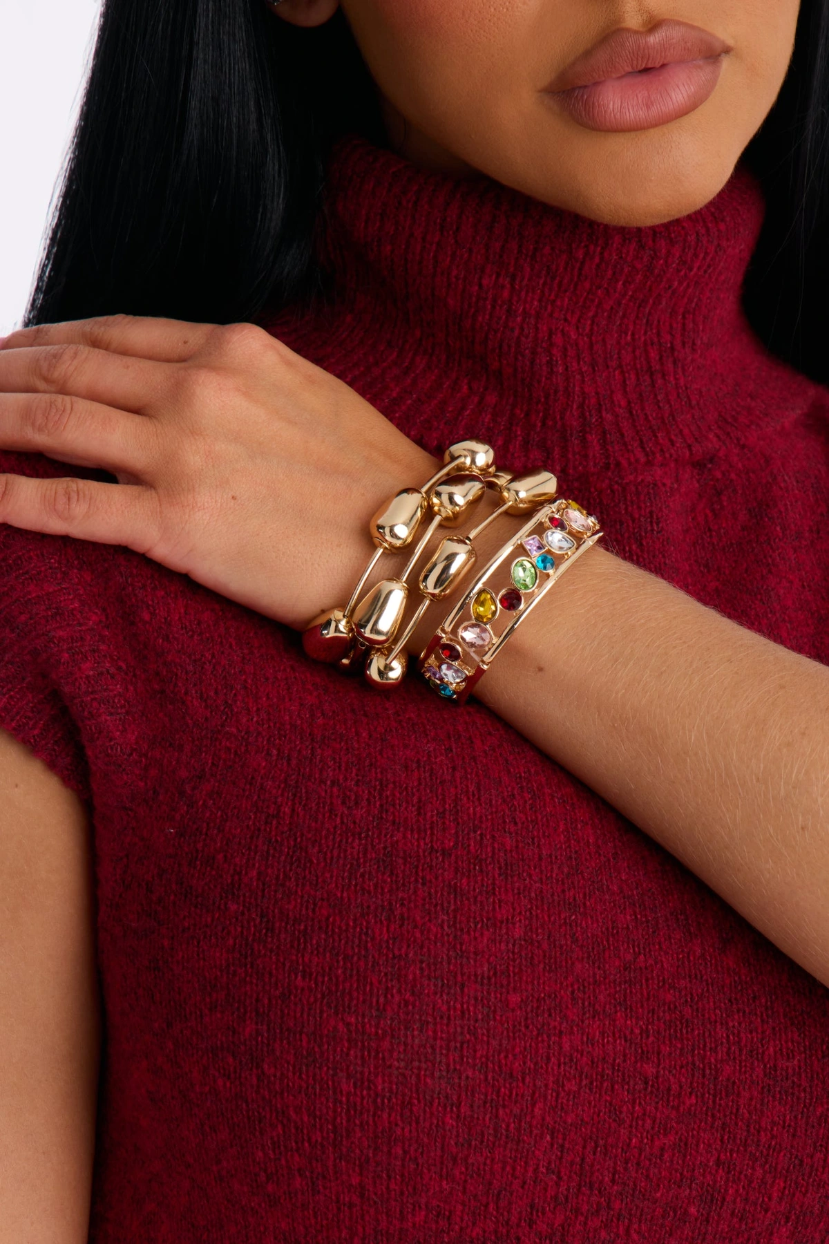 Flirty And Playful 4 Piece Bracelet Set - Gold/Multi — Dourado/Multicolor