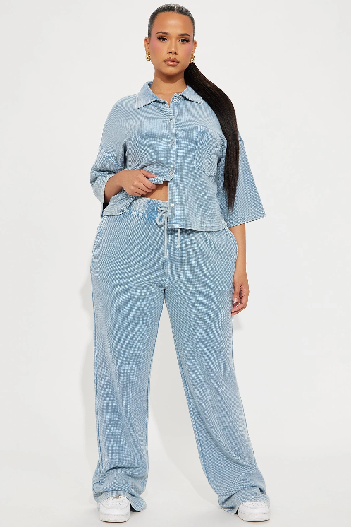 Taylor Cozy Thermal Pant Set - Blue — Azul