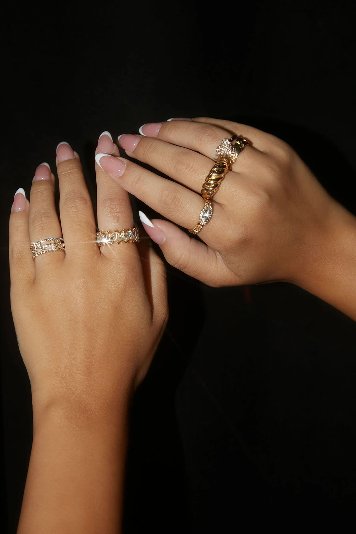Side By Side 6 Piece Ring Set - Gold — Dourado