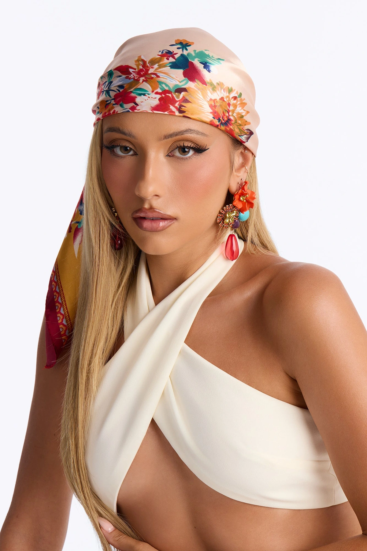 In All Bright Colors Head Scarf - Red/combo — Vermelho/combinação