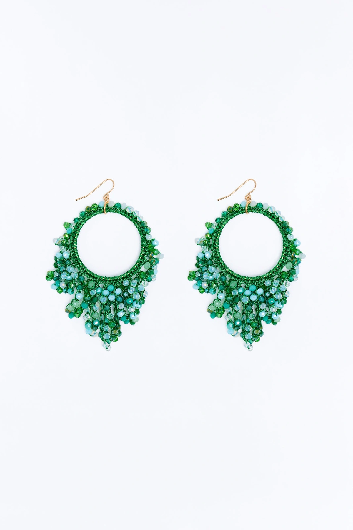 Beach Day Hoop Earrings - Green/combo — Verde/combinação