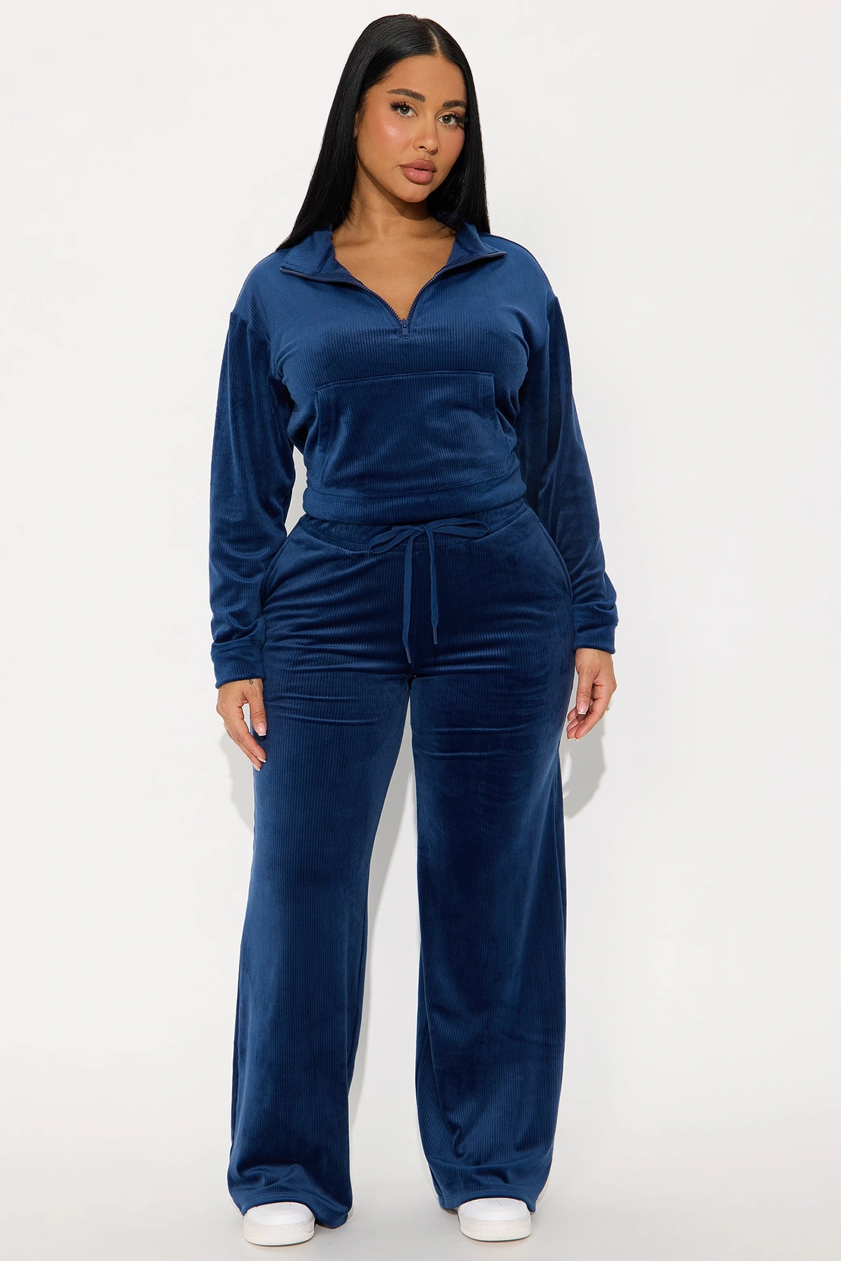 Chill Status Velour Pant Set - Navy — Azul-marinho