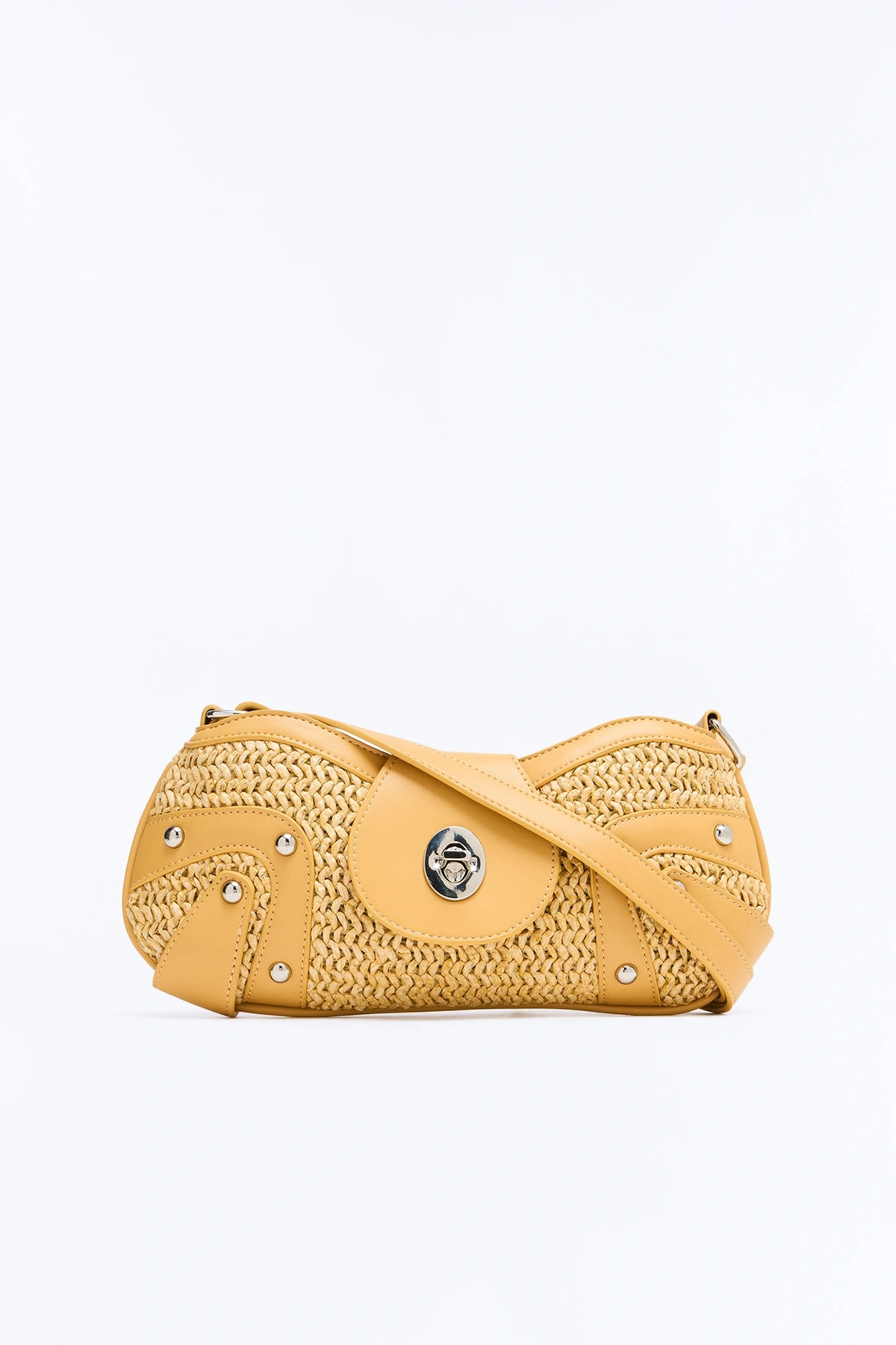 No Texts Or Calls Straw Shoulder Handbag - Cognac — Cognac