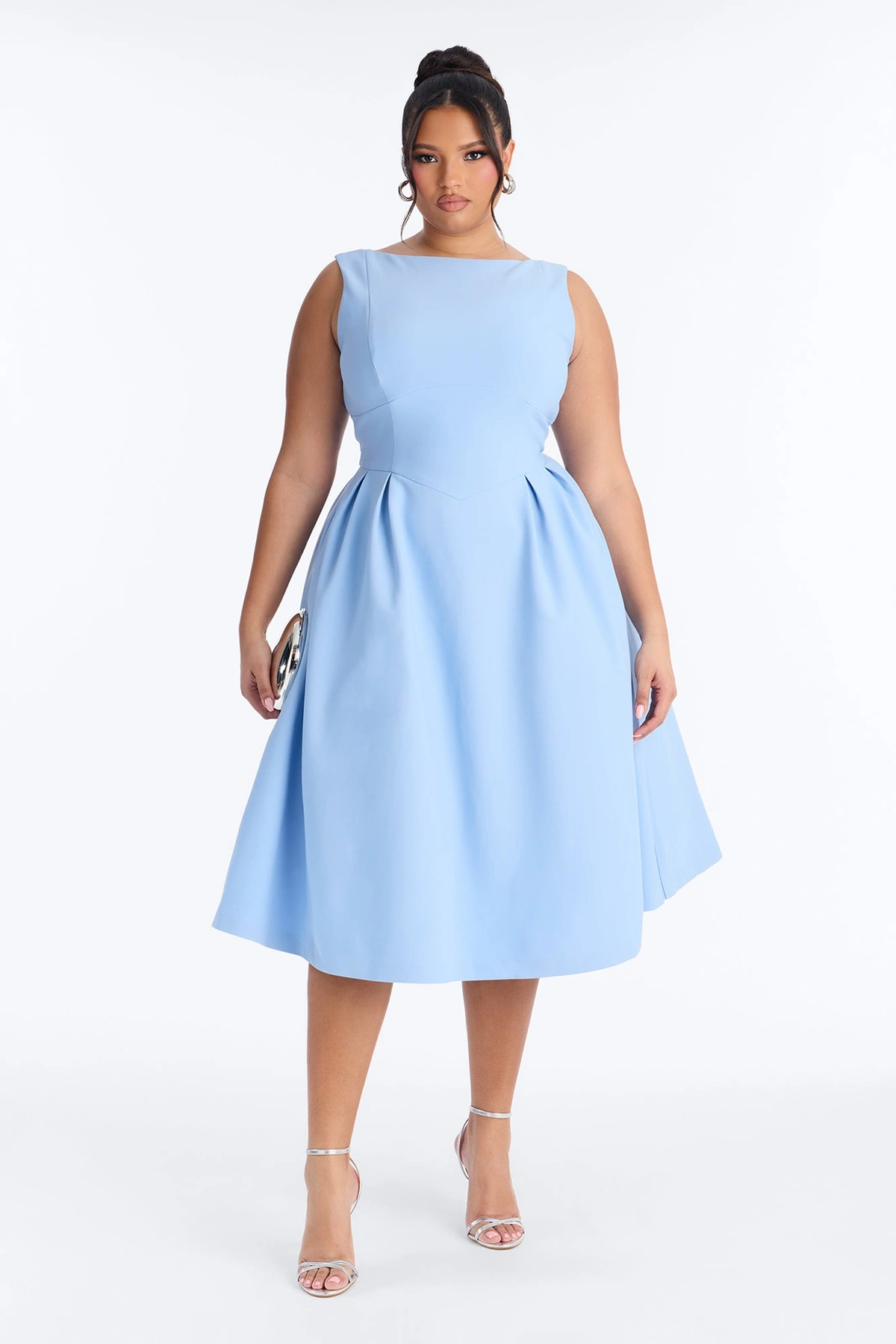 Anika Pleated Midi Dress - Blue — Azul