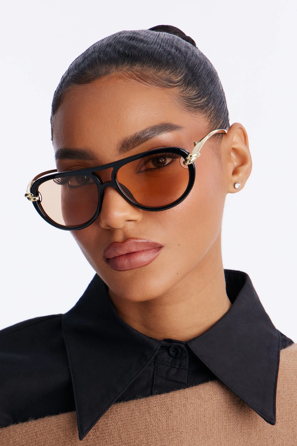 Knoty Girl Aviator Sunglasses - Black — Preto