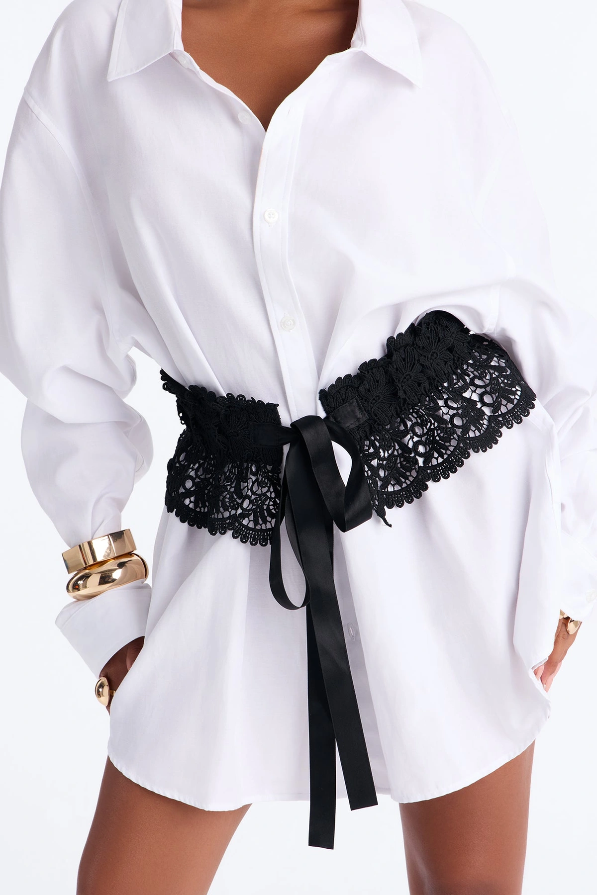 Deja Vu Lace Corset Belt - Black — Preto