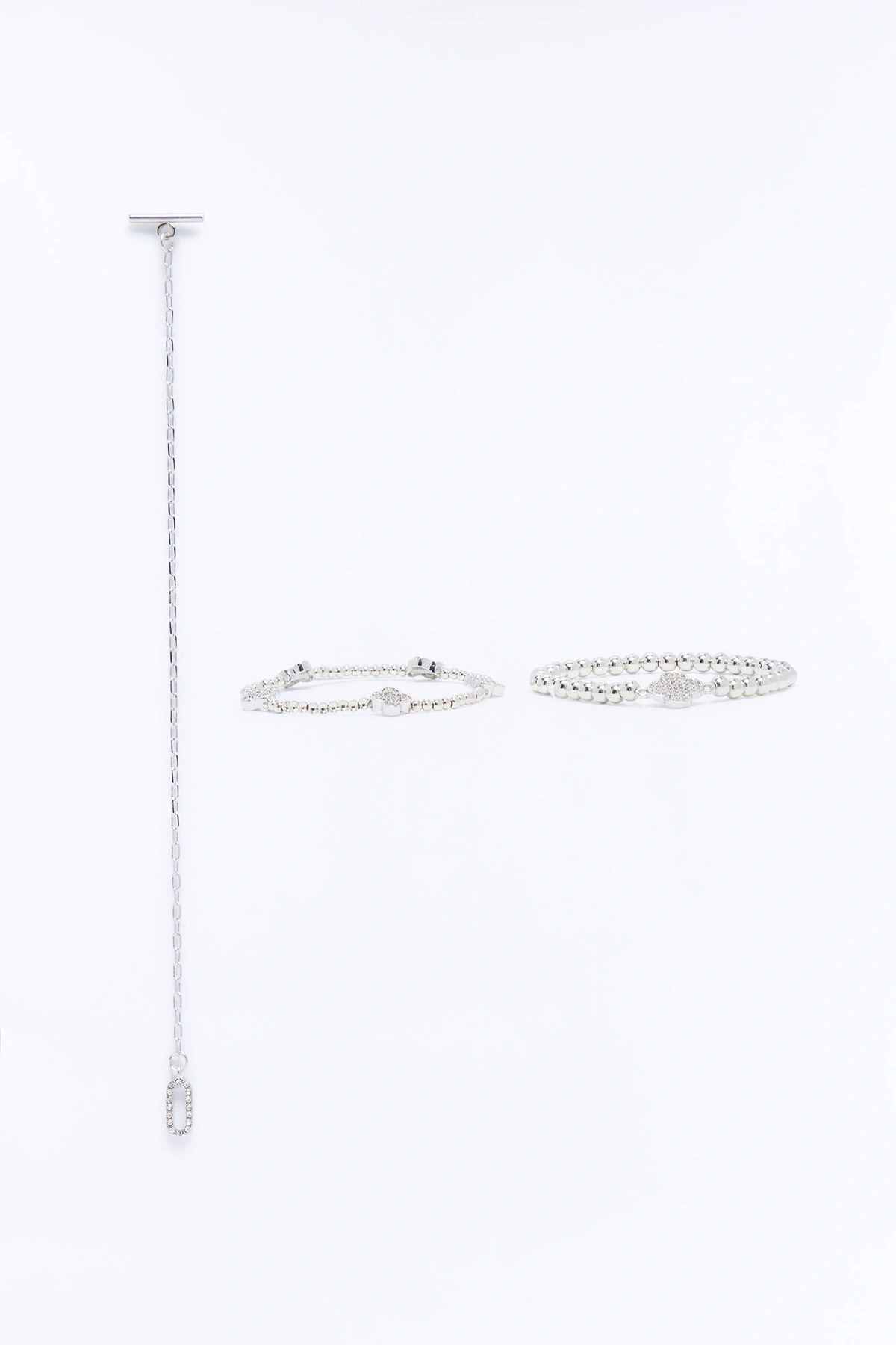 Bailey Beads 3 Piece Bracelet Set - Silver — Prateado