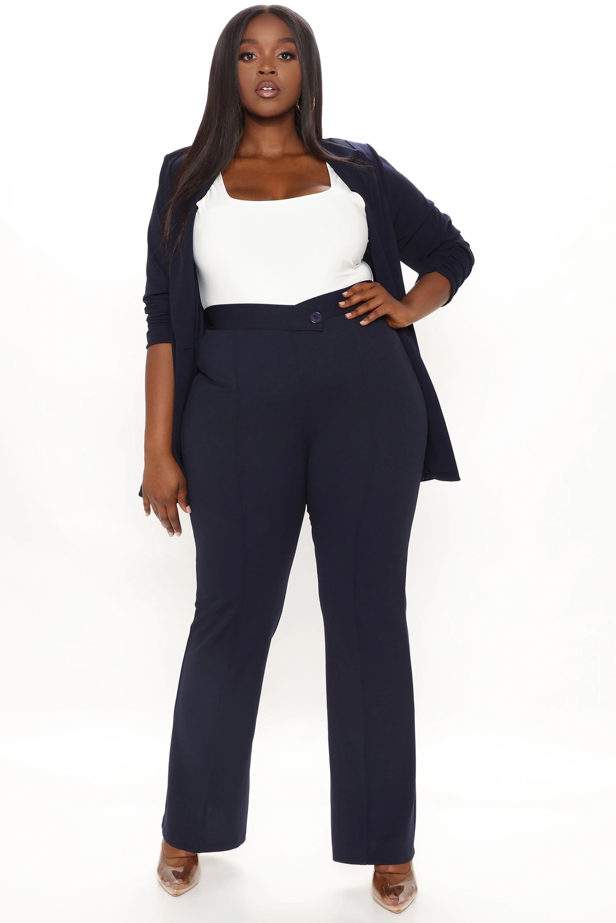 Call It Even Wide Leg Dress Pants - Navy — Azul-marinho