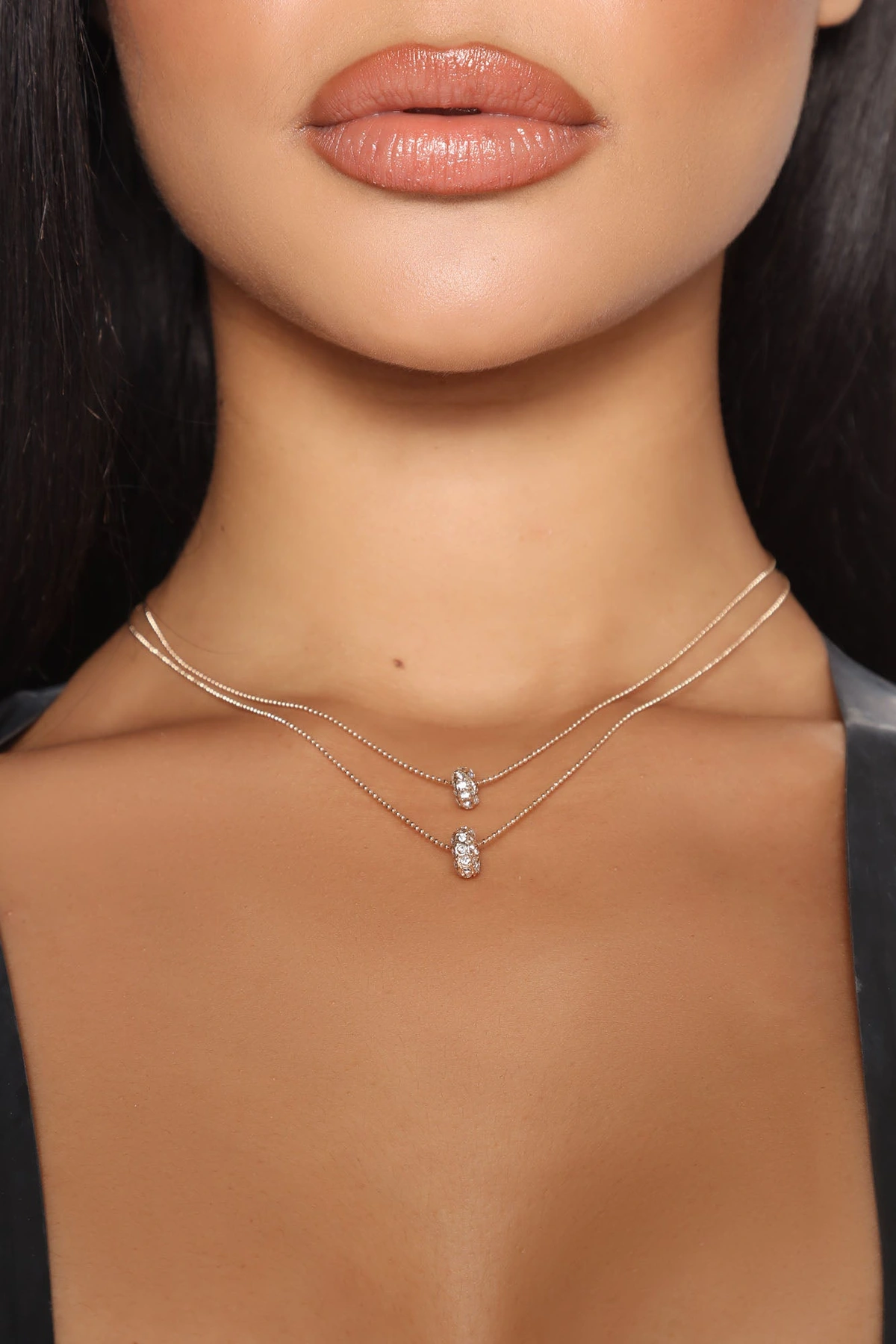 Wheel Of Rhinestones Layered Necklace - Gold — Dourado