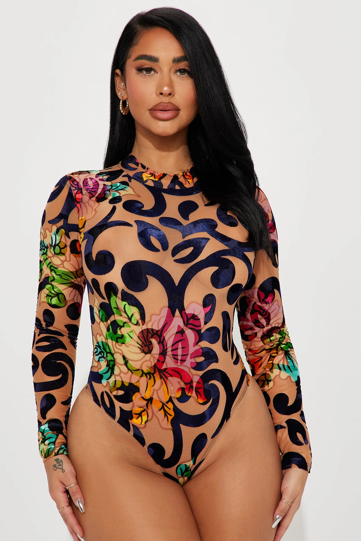 Georgia Floral Bodysuit - Blue/combo — Azul/combinação