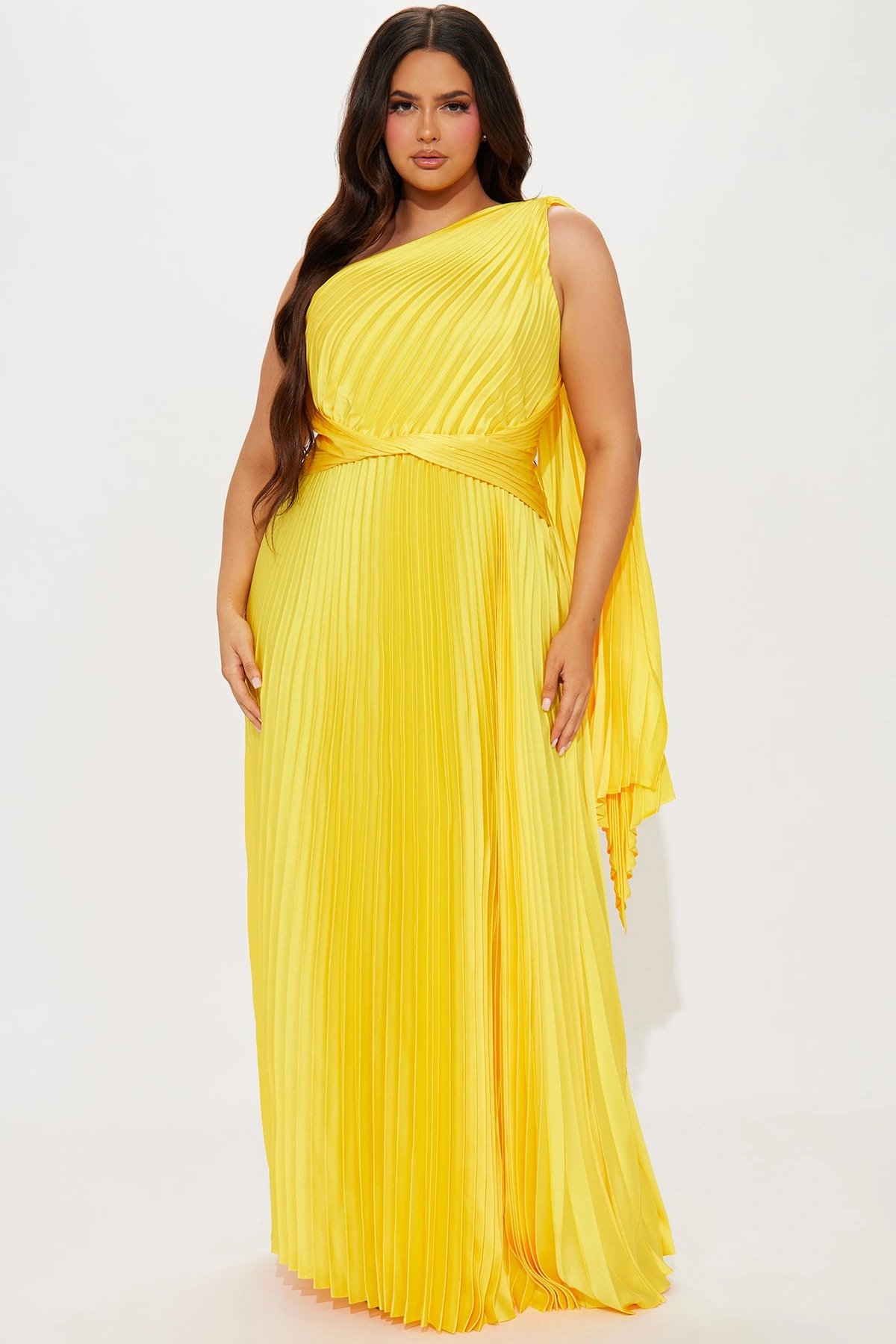 Athena Pleated Maxi Dress - Yellow — Amarelo