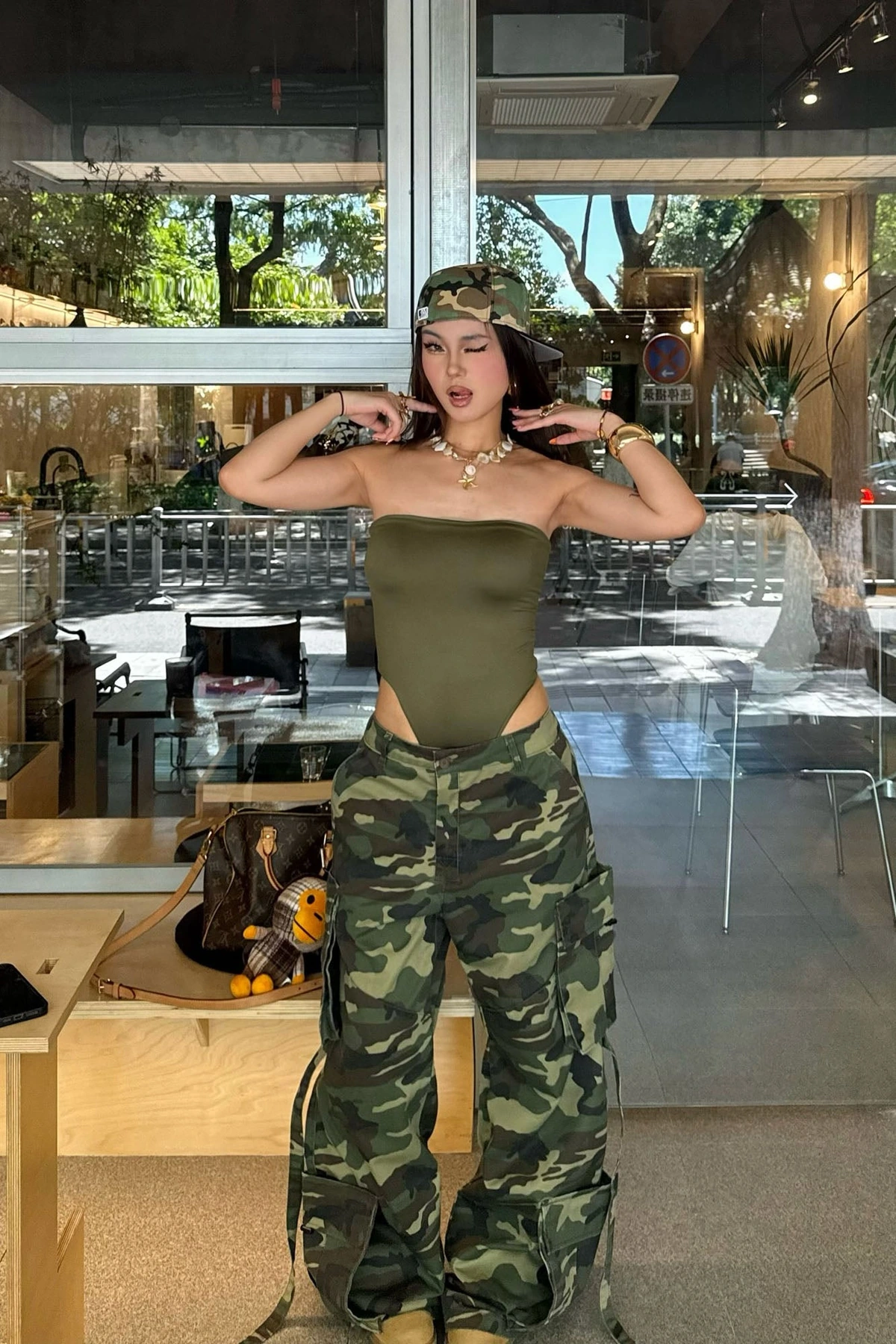 Level You Up Camo Cargo Pant - Olive/combo — Verde-azeitona/combinação