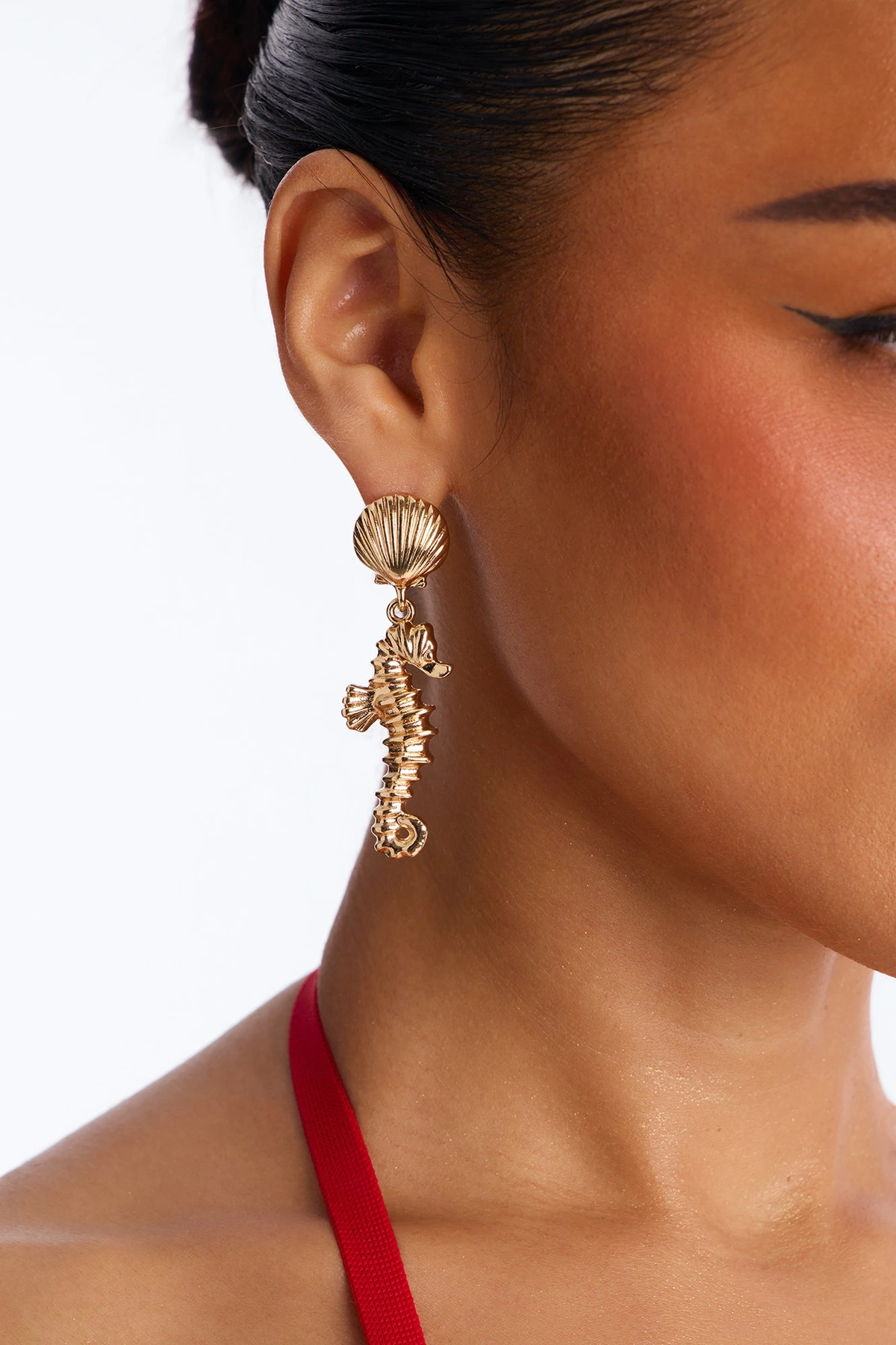Mystical Seahorse Drop Earrings - Gold/combo — Dourado/combinação