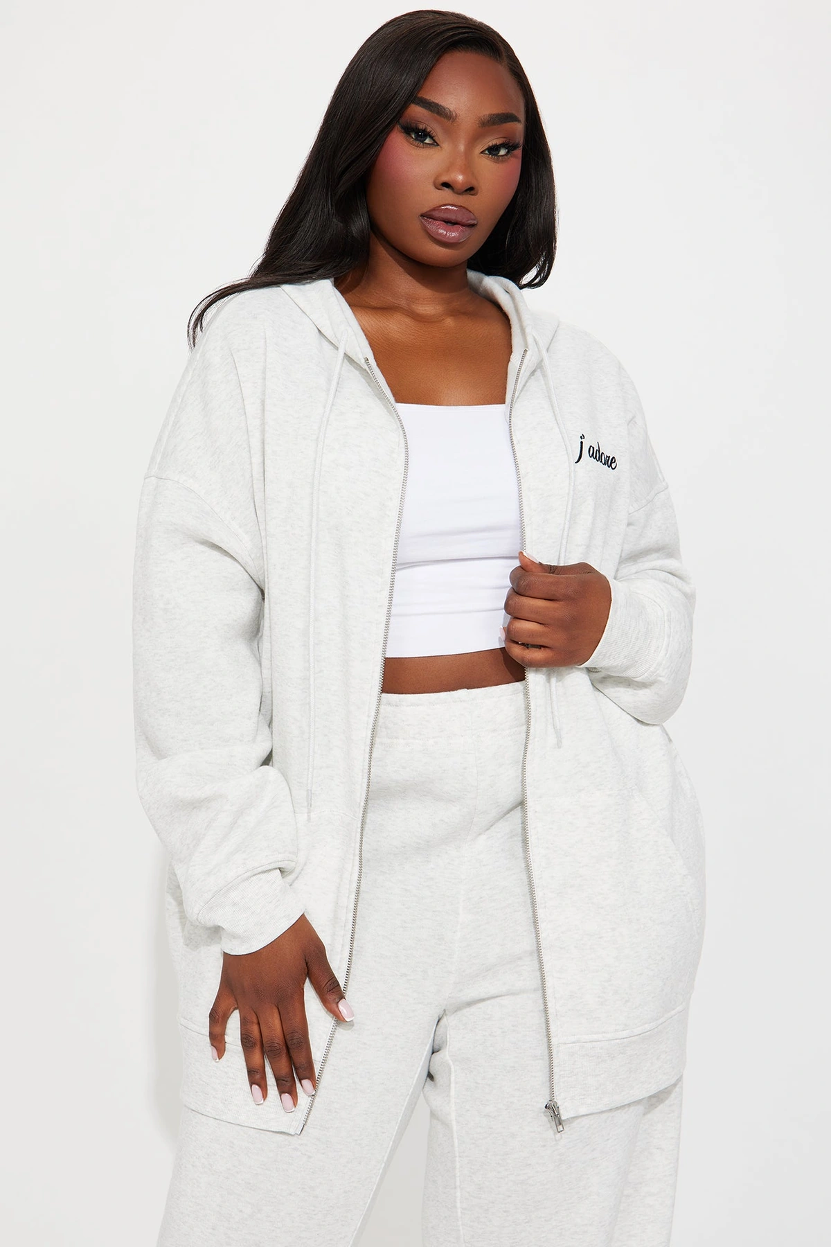 Jadore Fleece Pant Set - Heather Grey — Cinzento mesclado