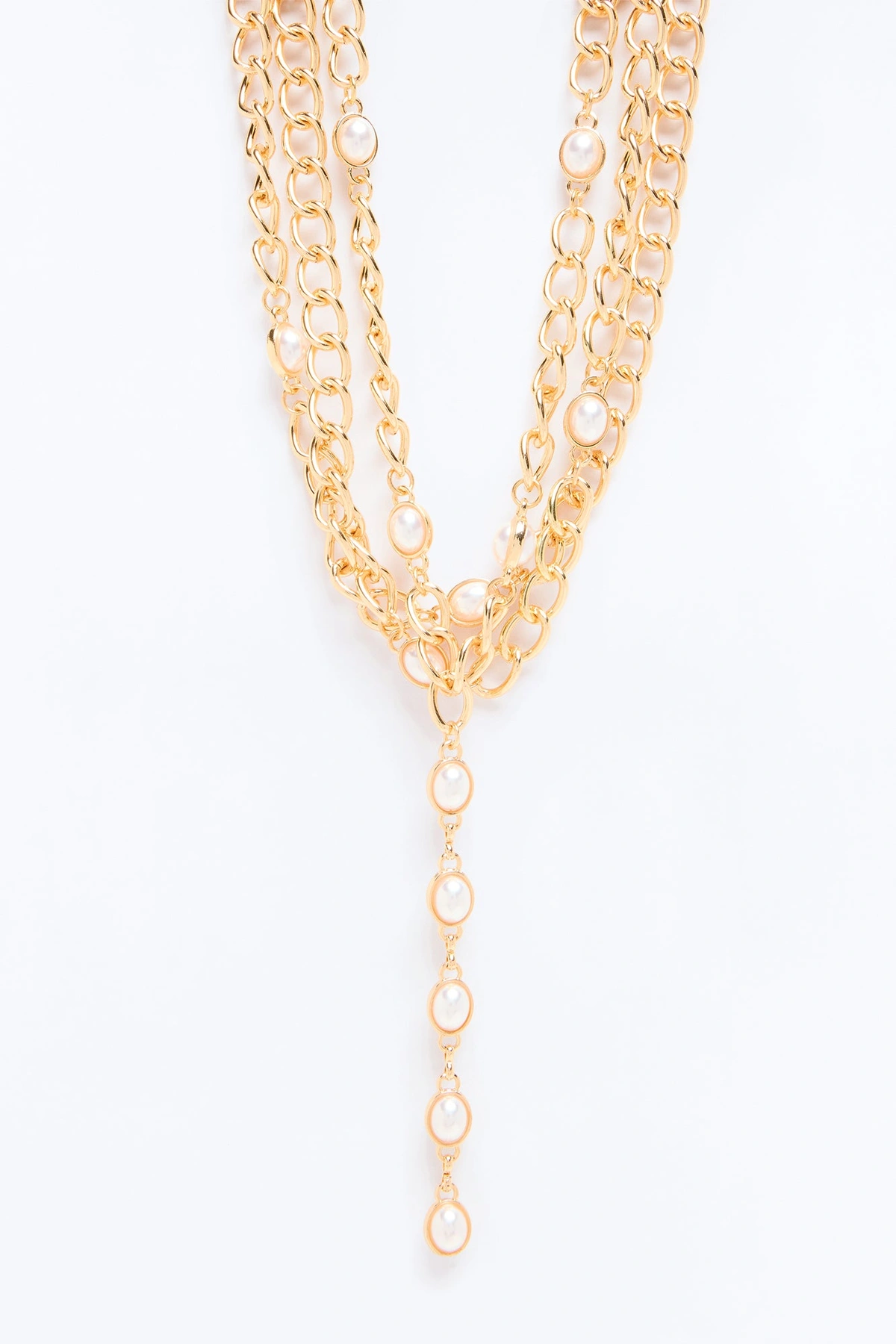 Lovefall Pearl Lariat Necklace - Gold — Dourado