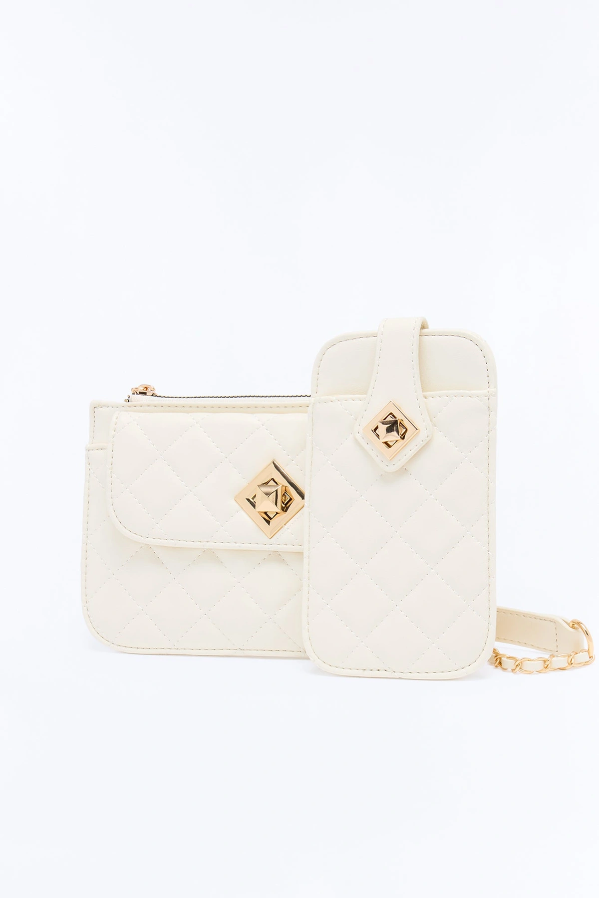 Waiting For Your Call Faux Leather Handbag And Phone Case - Ivory — Marfim