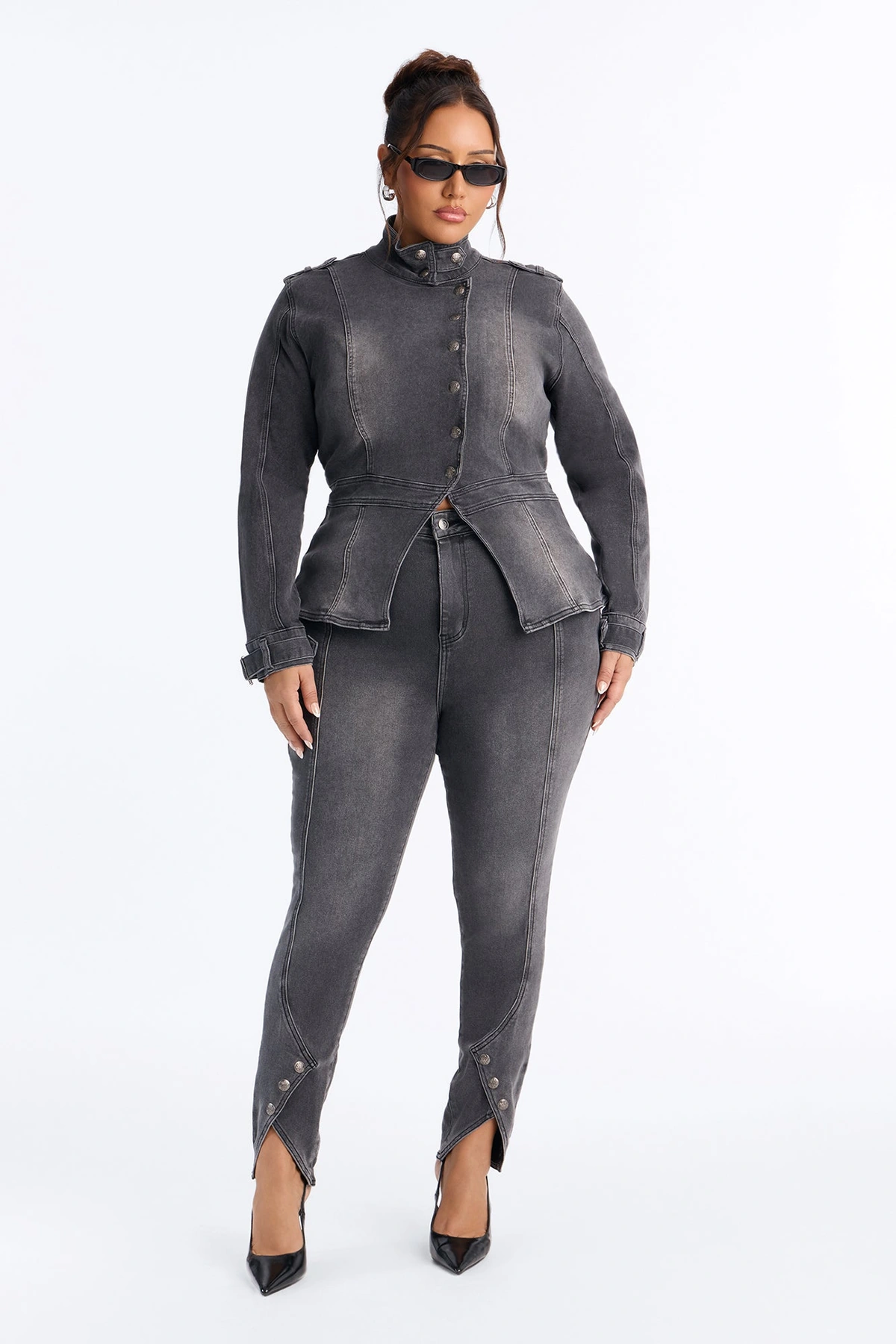 Out Past Midnight Stretch Denim Jacket - Black — Preto