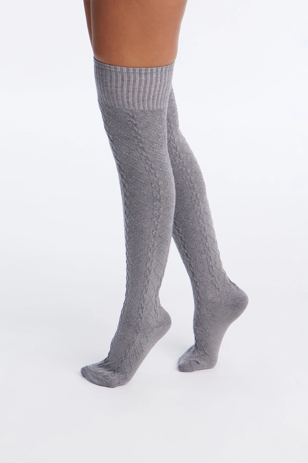 Long Winter Over The Knee Socks - Heather Grey — Cinzento mesclado