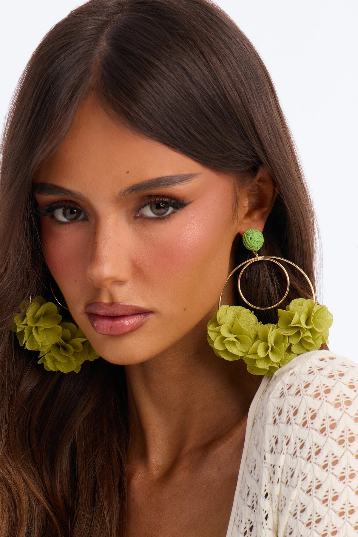 Had Me At Hello Hoop Earrings - Gold/Green — Dourado/Verde
