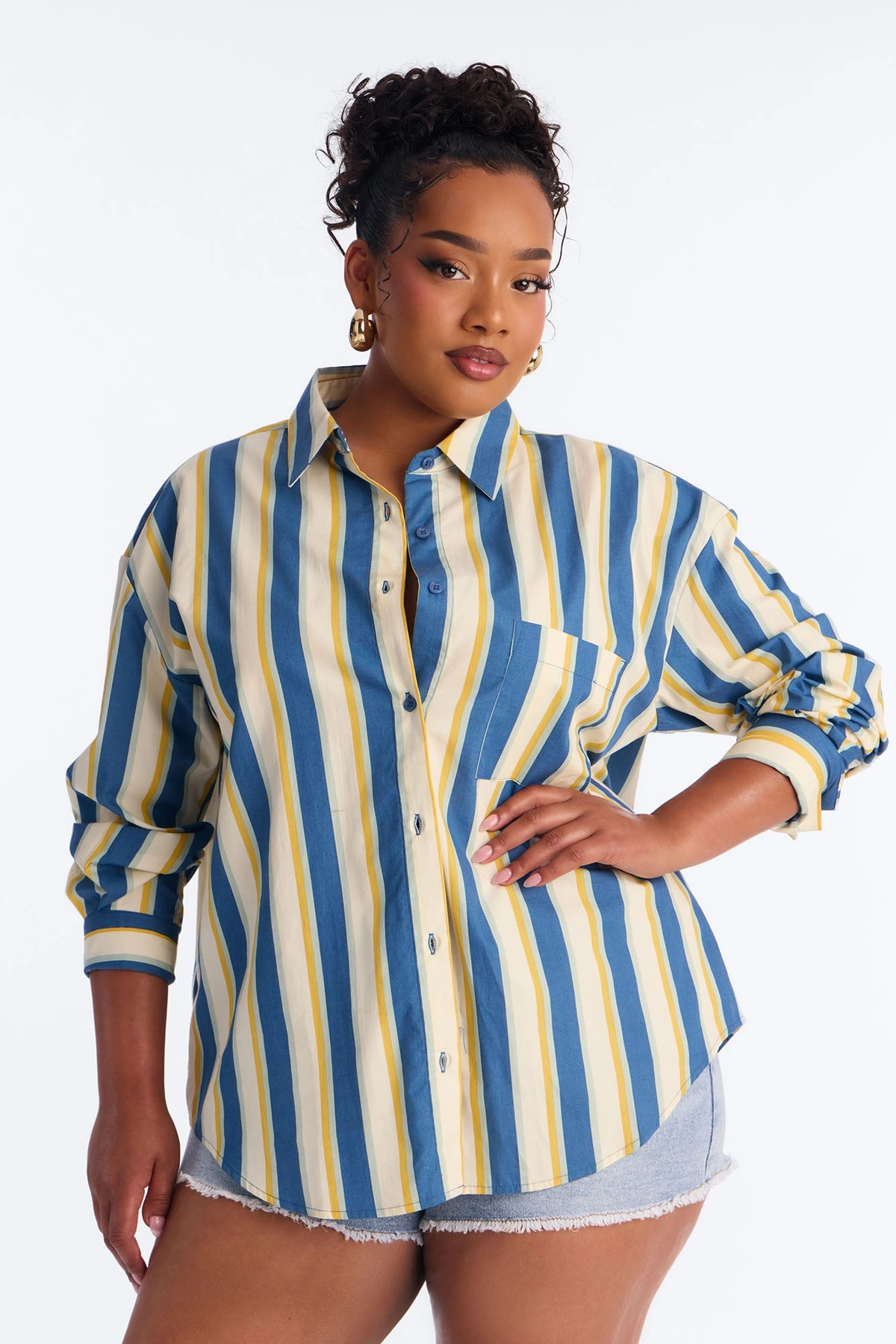I'm The Main Topic Striped Shirt - Blue/combo — Azul/combinação