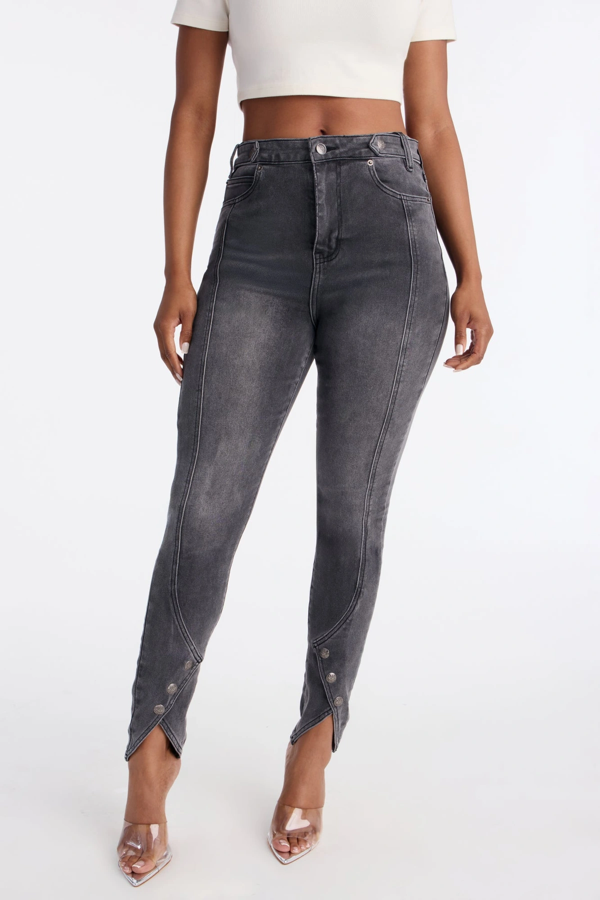 Out Past Midnight High Rise Stretch Skinny Jeans - Black — Preto