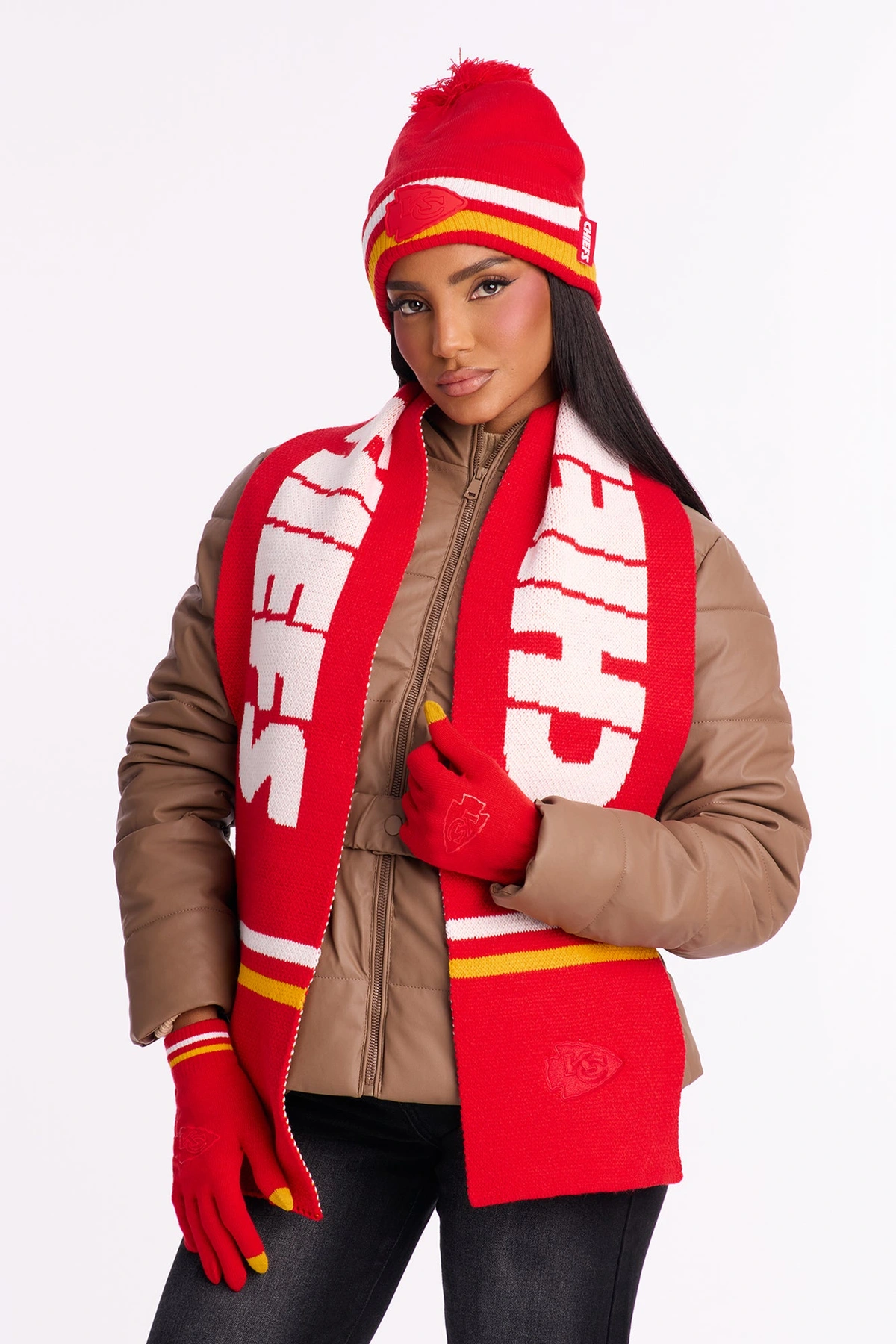 NFL Chiefs Cold Weather 3 Piece Hat Glove And Scarf Set - Red/combo — Vermelho/combinação