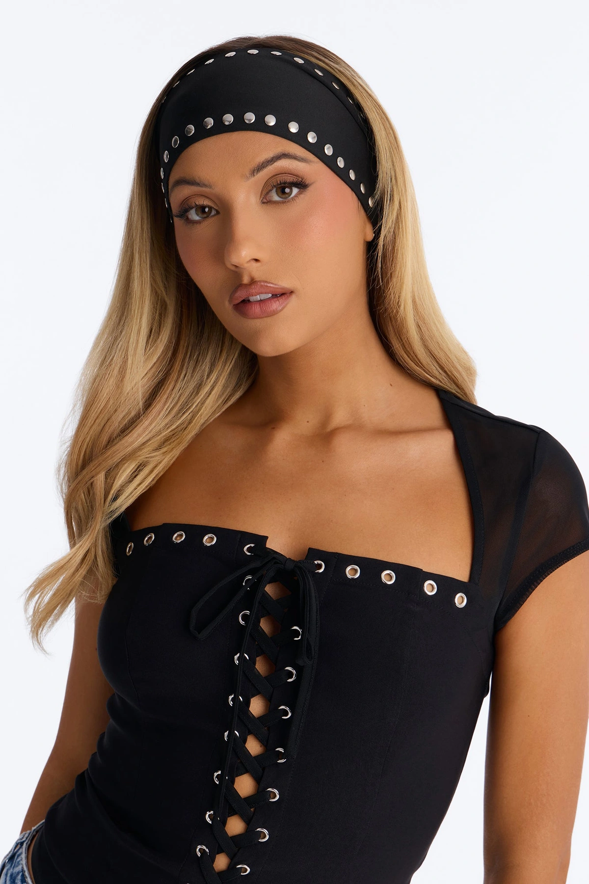 City Lights Studded Headband - Black — Preto