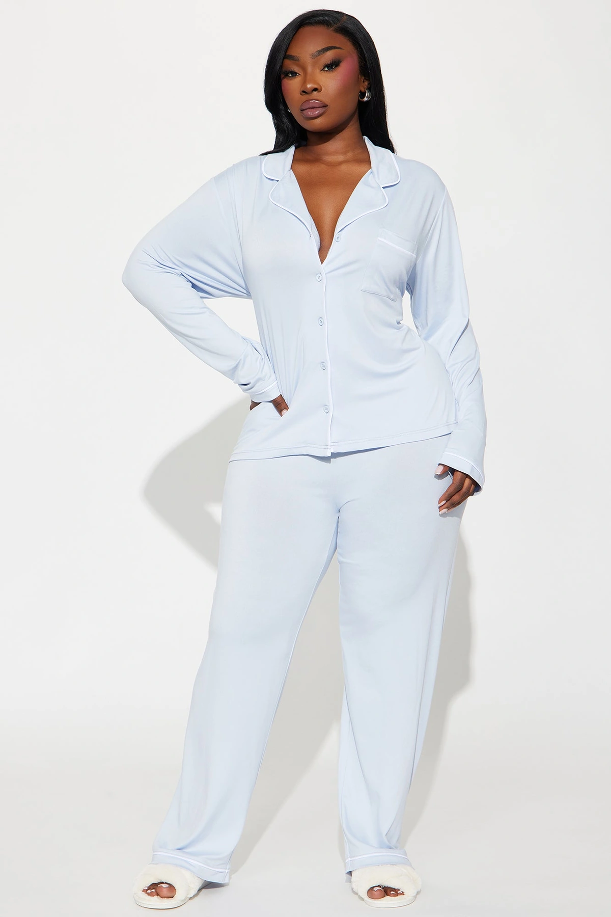 In The Morning PJ Pant Set - Light Blue — claro Azul